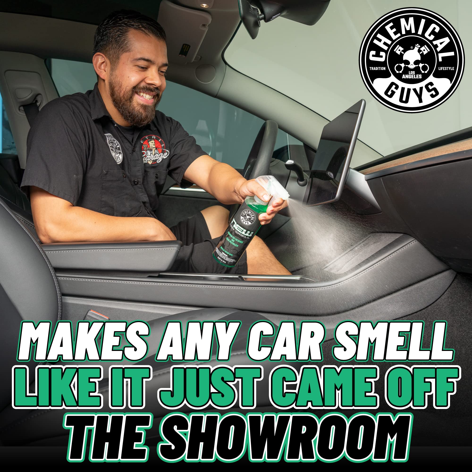 Chemical Guys Air Freshener New Car Smell and Premium Odor Eliminator Refreshes & Neutralizes Odors, Great Car Fresheners for Trucks, SUVs, RVs, and More - 16 oz