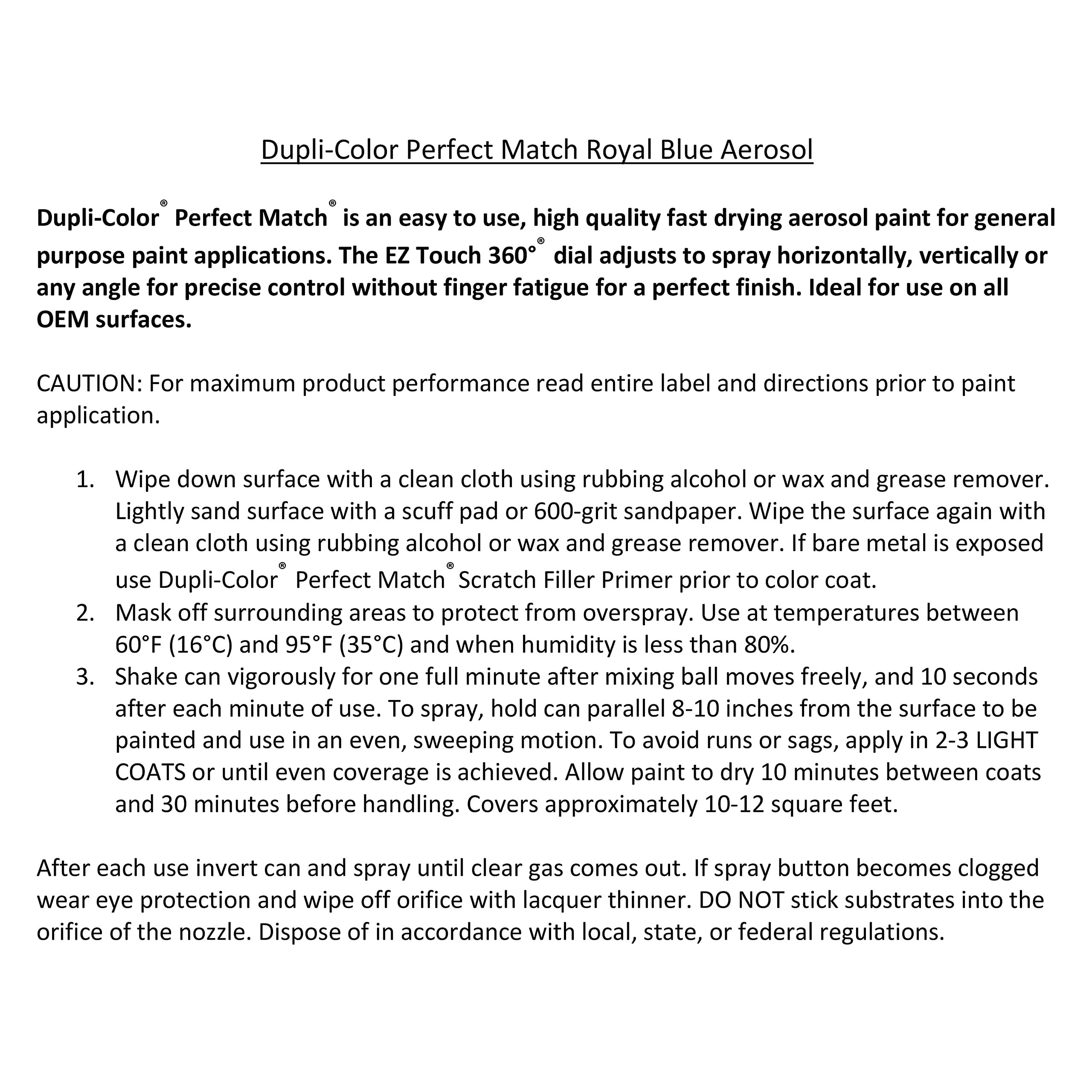 Dupli-Color EBFM03407 Automotive Spray Perfect Match, Ford Royal Blue, KM – 8 oz. Aerosol Can