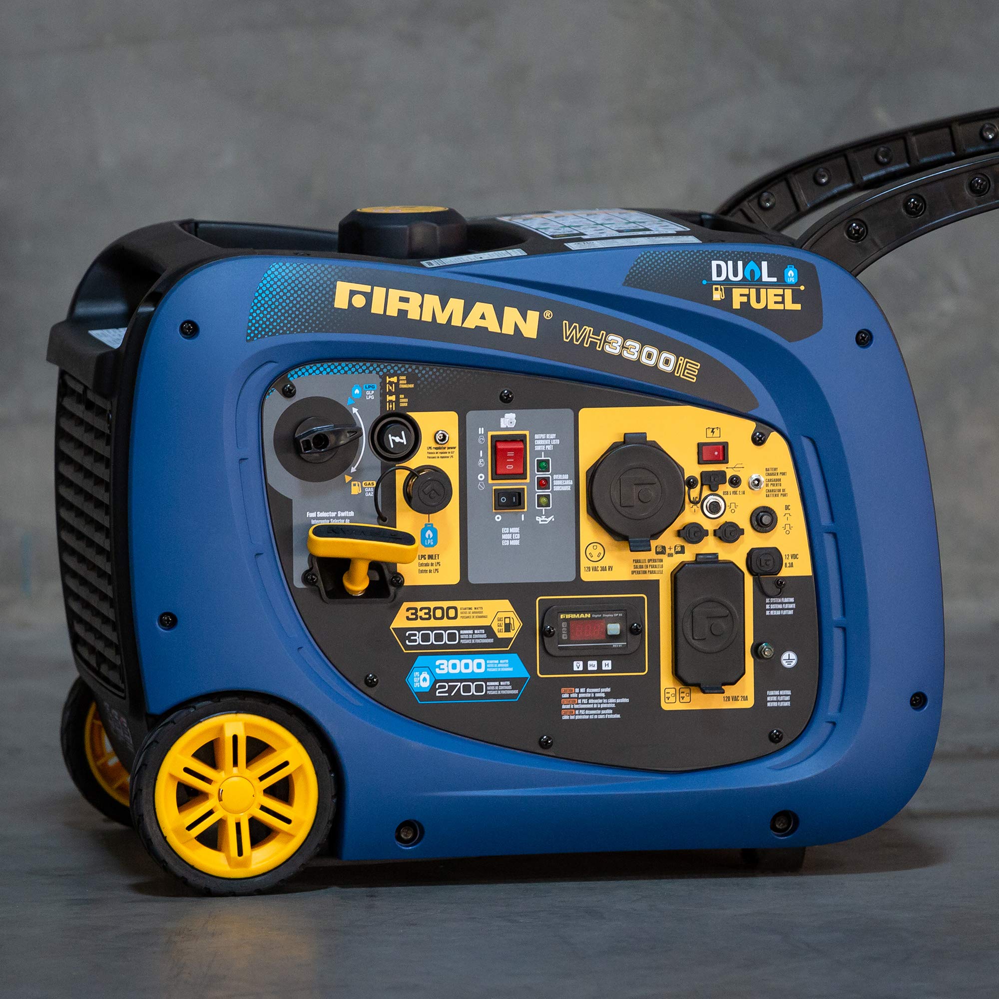 Firman WH03041 Inverter Dual Fuel 3300/3000W Recoil Start Gasoline or Propane Powered Parallel Ready Portable Generator