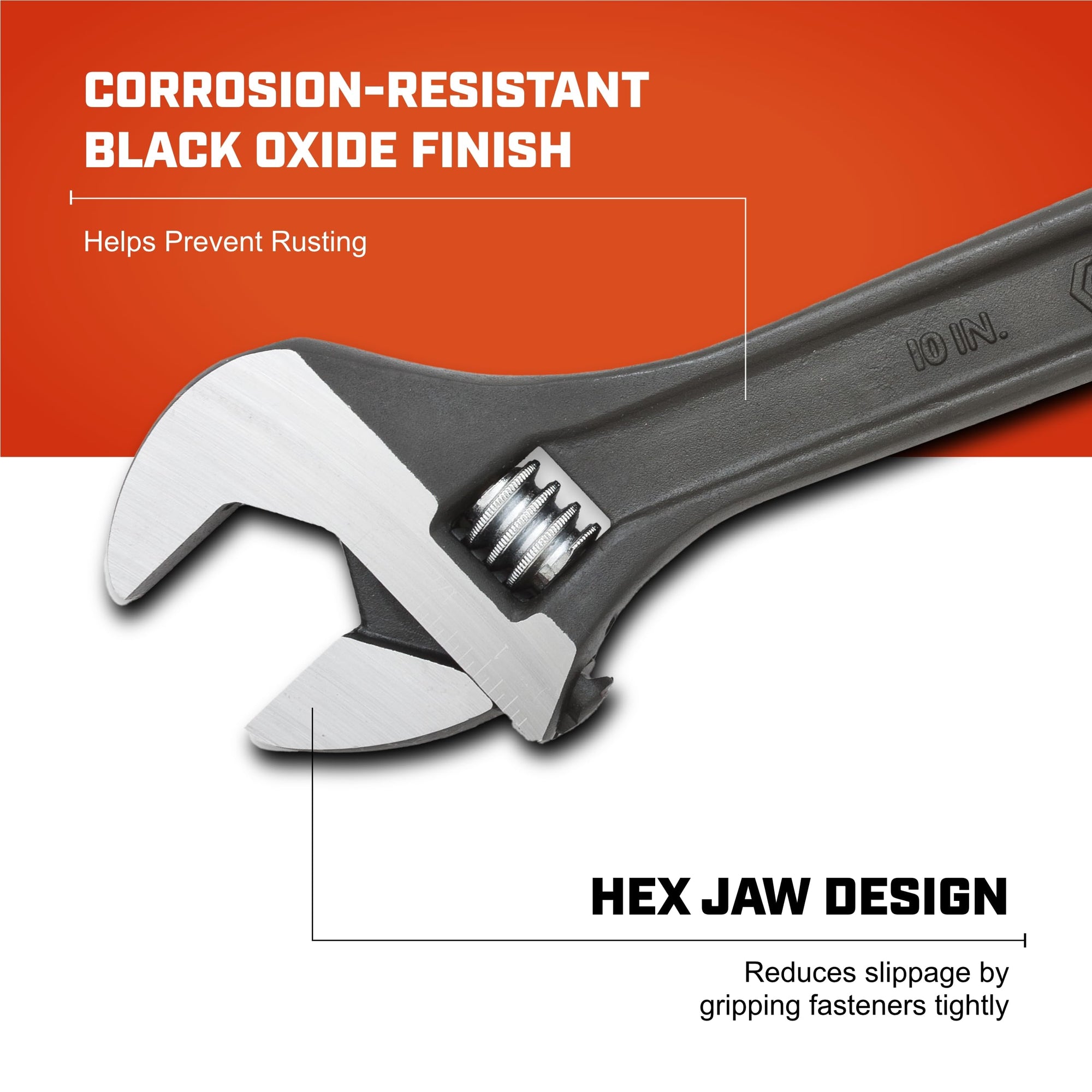 10" Adjustable Crescent Black Oxide Wrench, Boxed - AT210BK