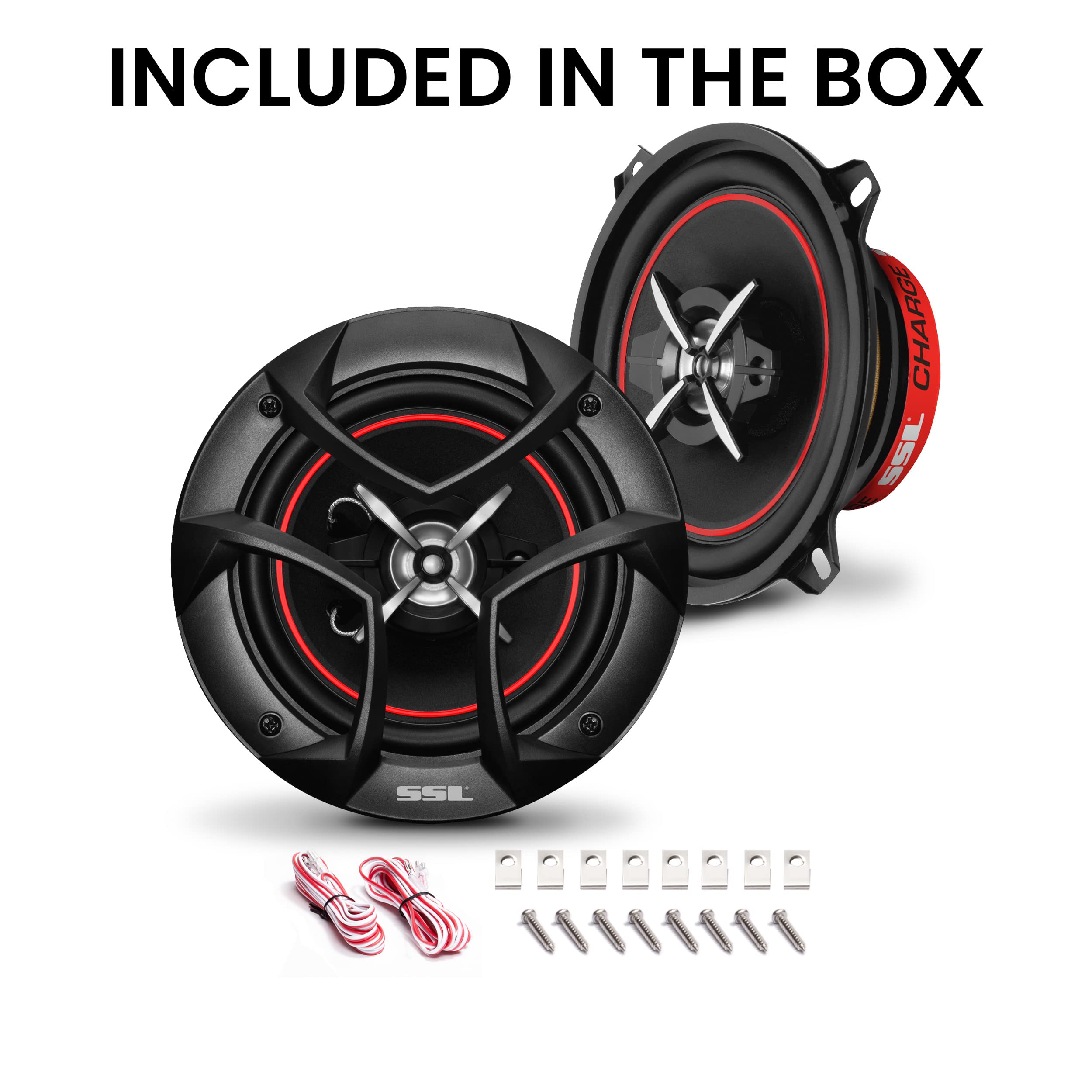Sound Storm Laboratories Charge Series 5.25 Inch Car Speakers Door - 250 Watts (per Pair), Coaxial, 3 Way, Full Range Audio, Bocinas para Carro