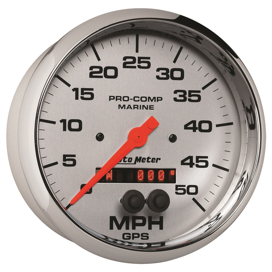 Gauge AutoMeter Speedometer 200644-35 (Marine Chrome Ultra-Lite 5", 50Mph, GPS, Marine Chrome)