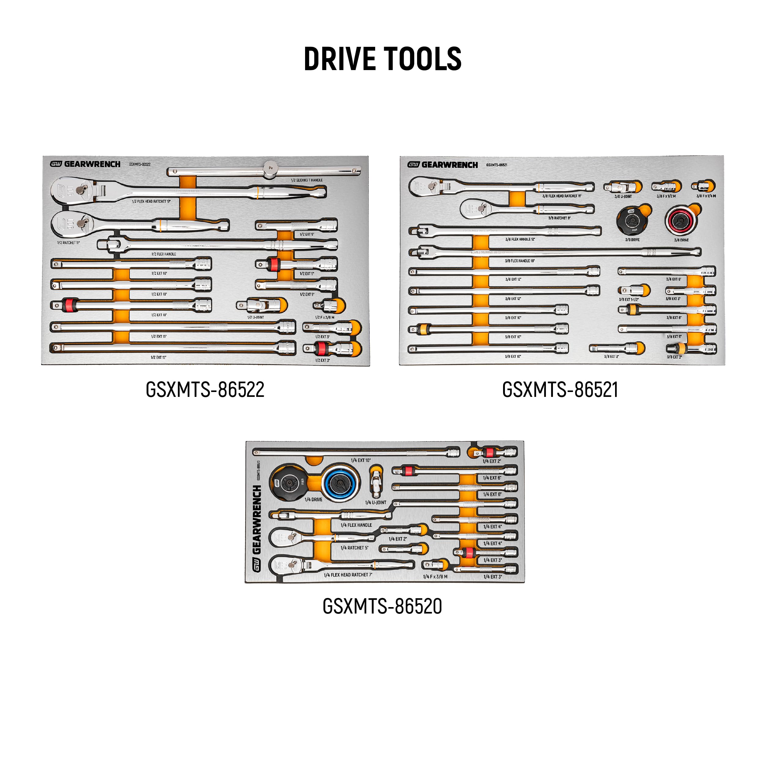 Master GEARWRENCH Mechanics Tool Set 873 Piece in Premium Modular Foam Trays with GSX Mobile Tool Storage | MEGAMOD873