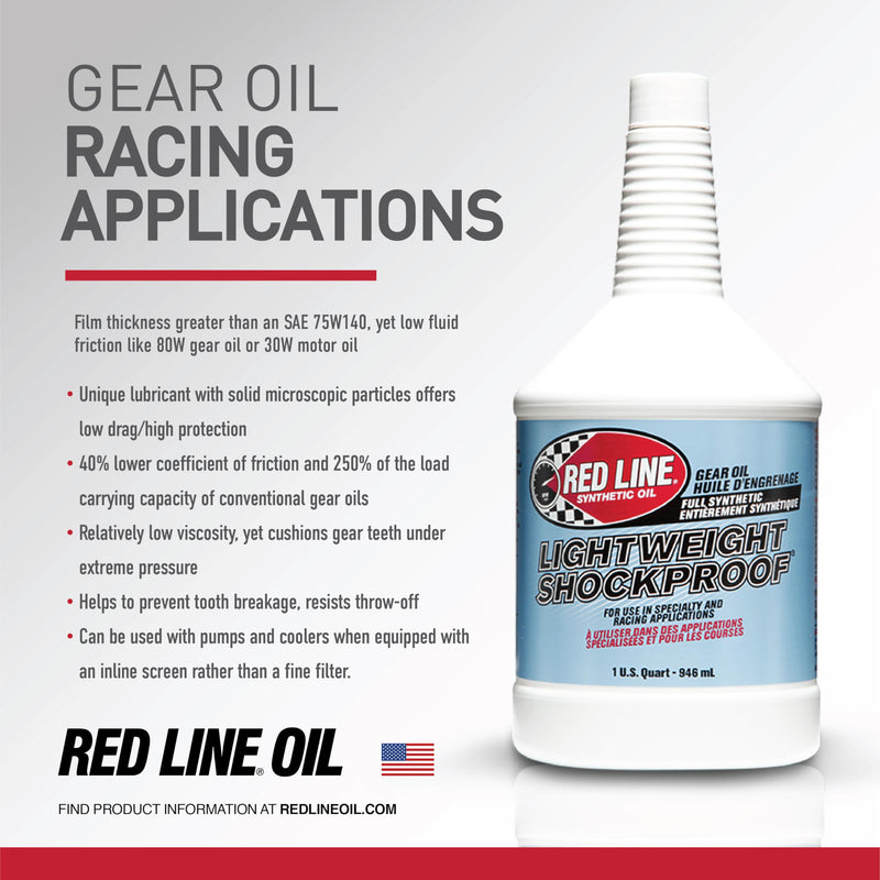 Lightweight Red Line 58404 Shockproof Gear Oil - 1 Quart Bottle