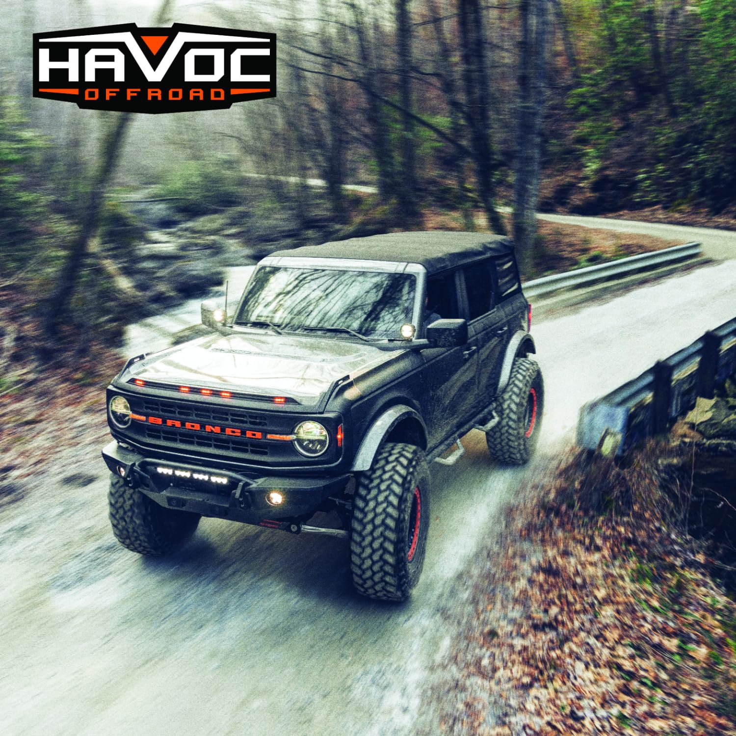 Steel Bender Front Bumper HAVOC OFFROAD for Ford Bronco | Stinger, Integrated Lift Points, Black | HFB-02-001 | 2021-2025 Ford Bronco (will not fit Sport Model)