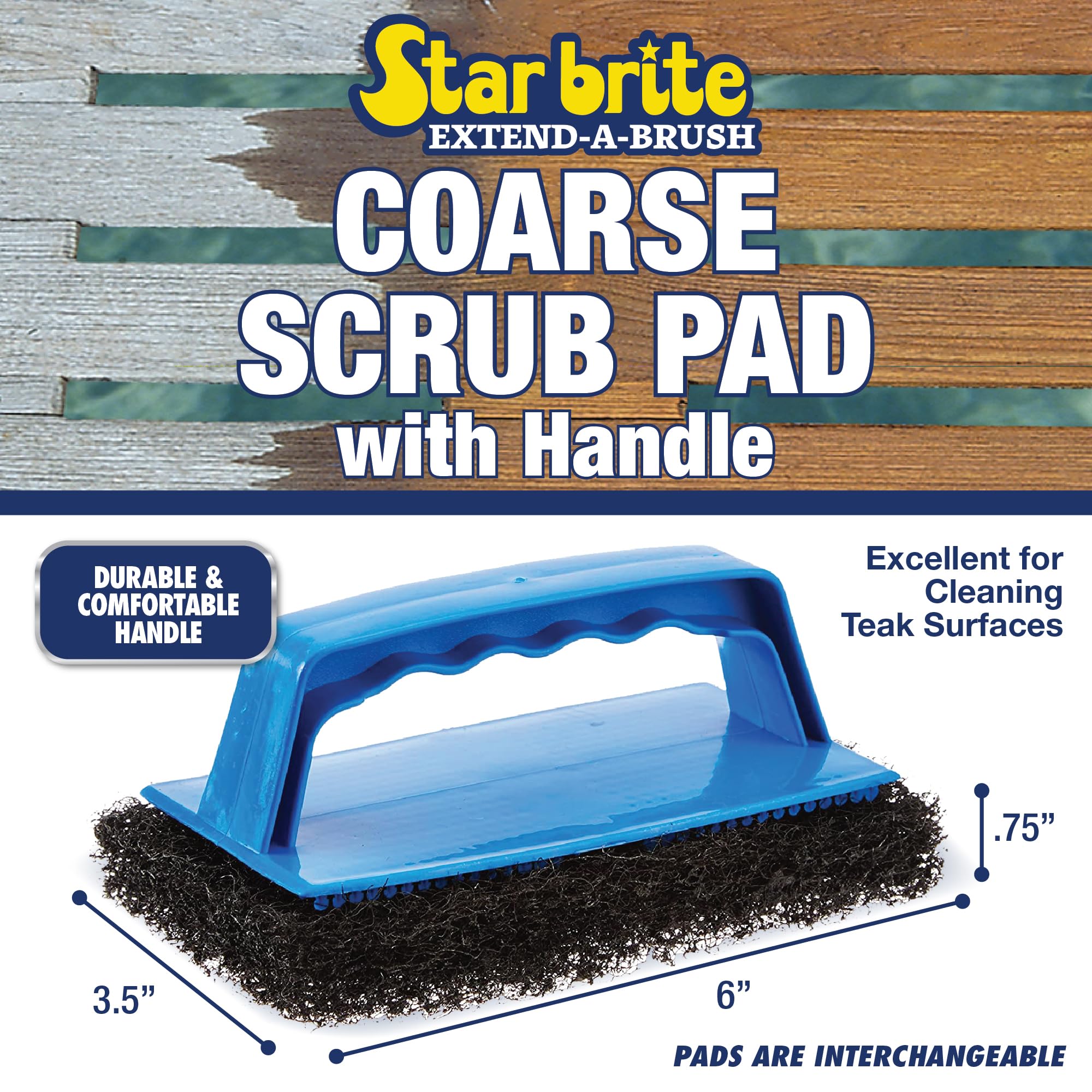 Scrub Pad STAR BRITE with Handle (Coarse) (Black) (040131)