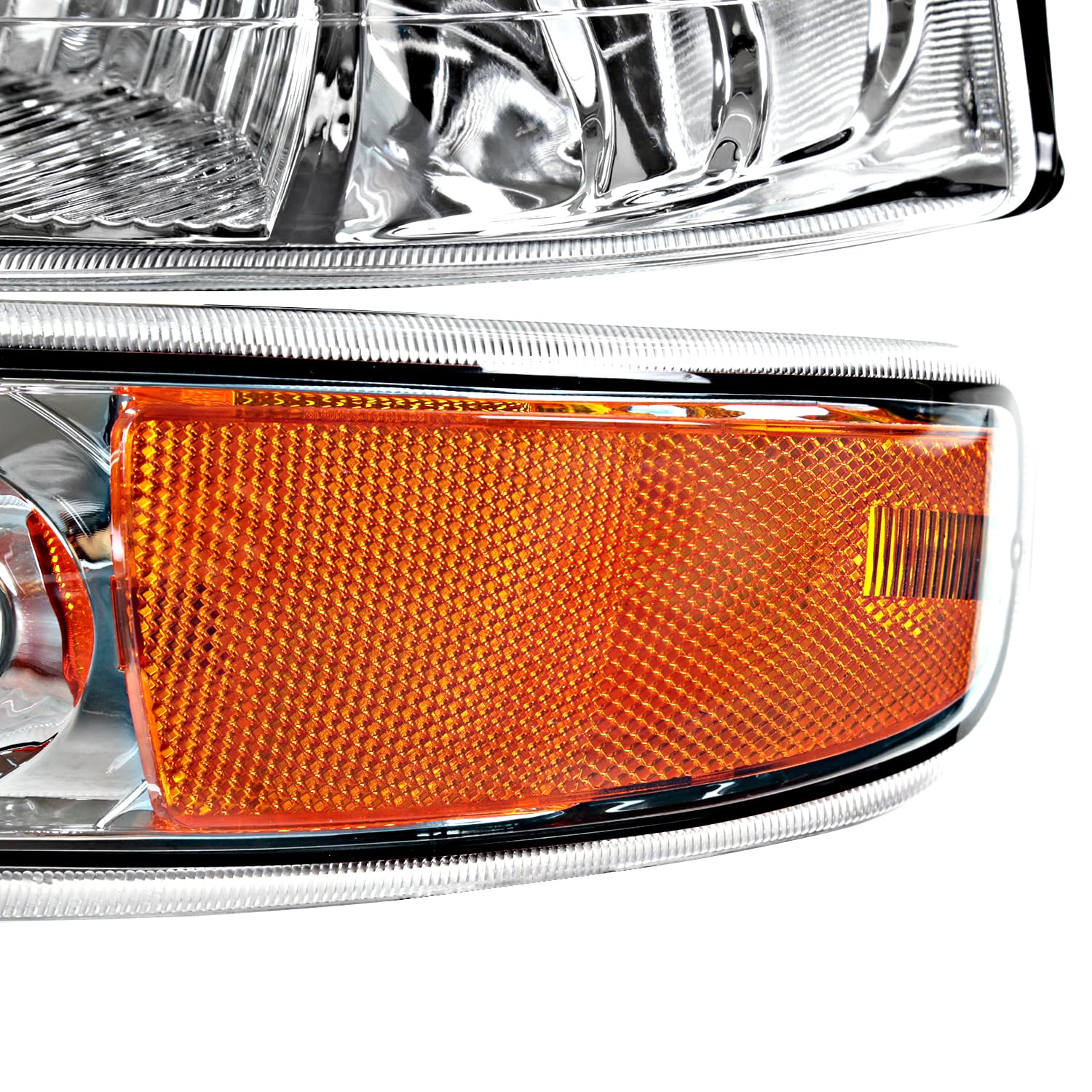 Chrome Headlights + Bumper Lights SPEC-D TUNING Compatible with 1999-2002 Chevy Silverado 2000-2006 Tahoe Suburban, Left + Right Pair Headlamps Assembly