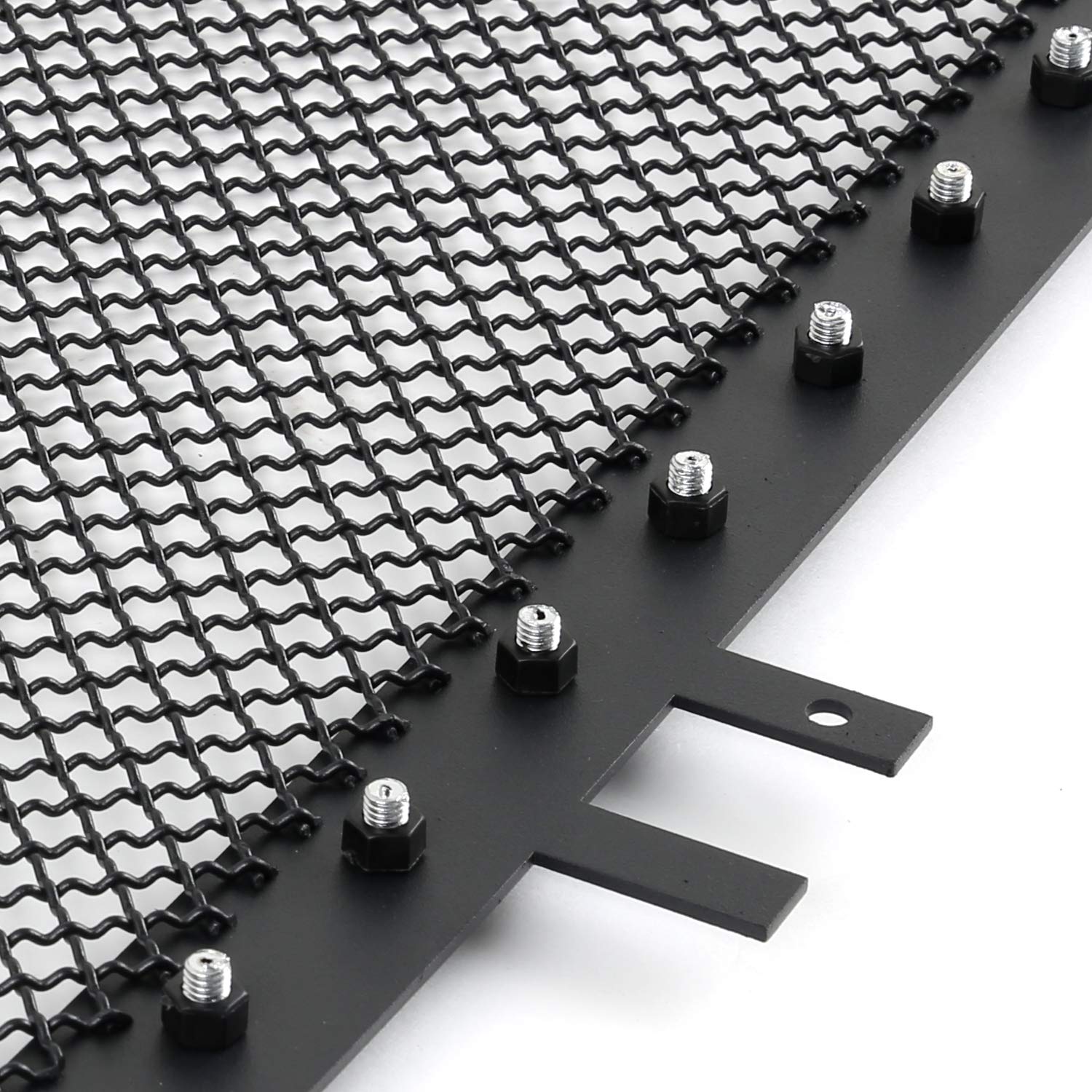 Spec-D Tuning Black Rivet Style Studded S/S Mesh Hood Grille Insert 1PC Compatible with 2014-2015 GMC Sierra 1500