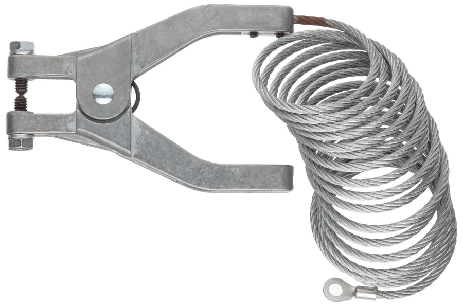 Justrite Antistatic Ground Wire 3', Flexible Grounding Cable with C Clamp & Hand Clamp Ends, Made in The USA, 08498