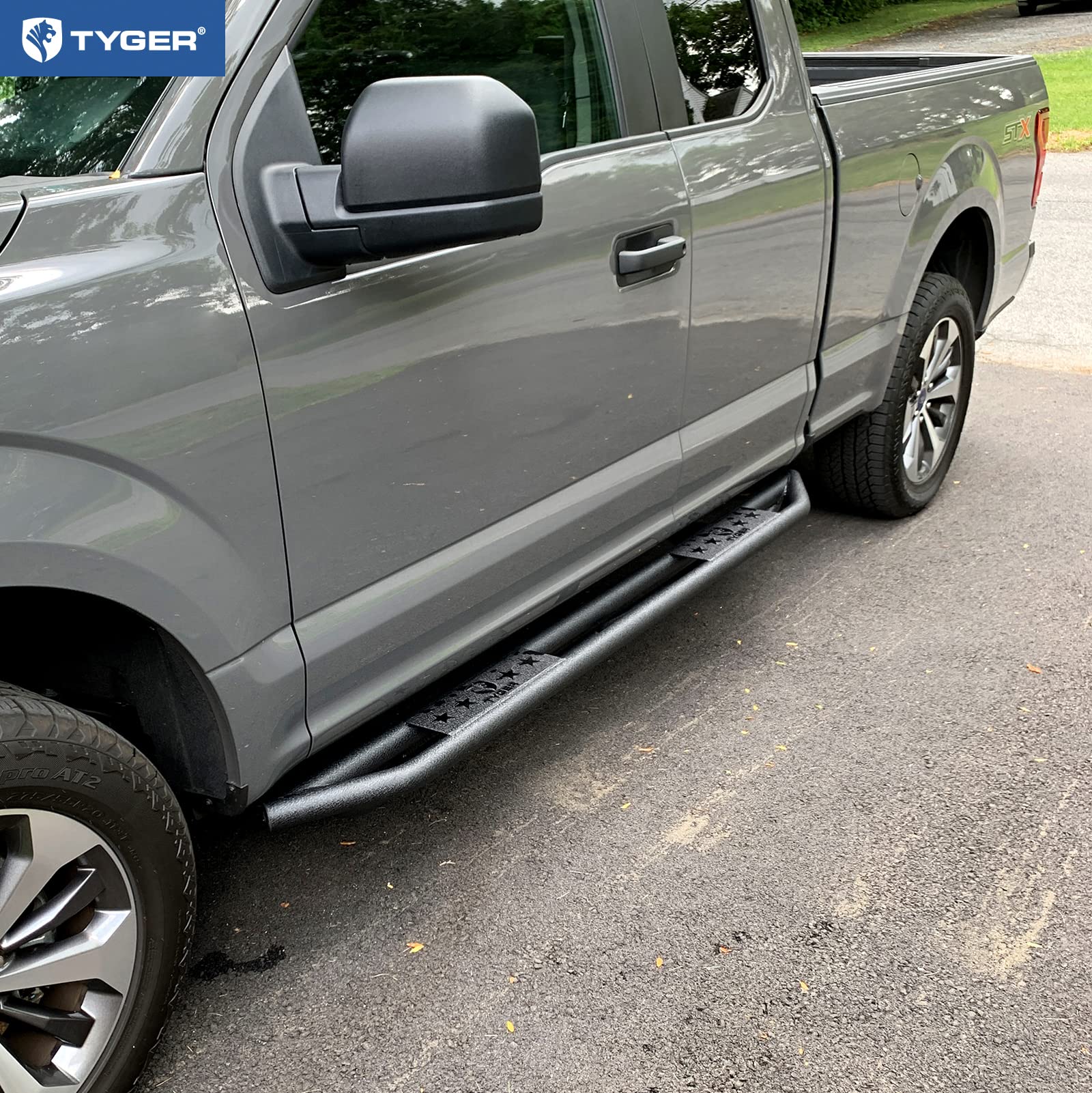 Tyger Auto Compatible Star Armor with 2015-2026 Ford F-150; 2017-2026 F-250 F-350 Super Duty (Not fit Lightning EV) | Supercab | TG-AM2F20138 | Side Step Rails Nerf Bars Running Boards