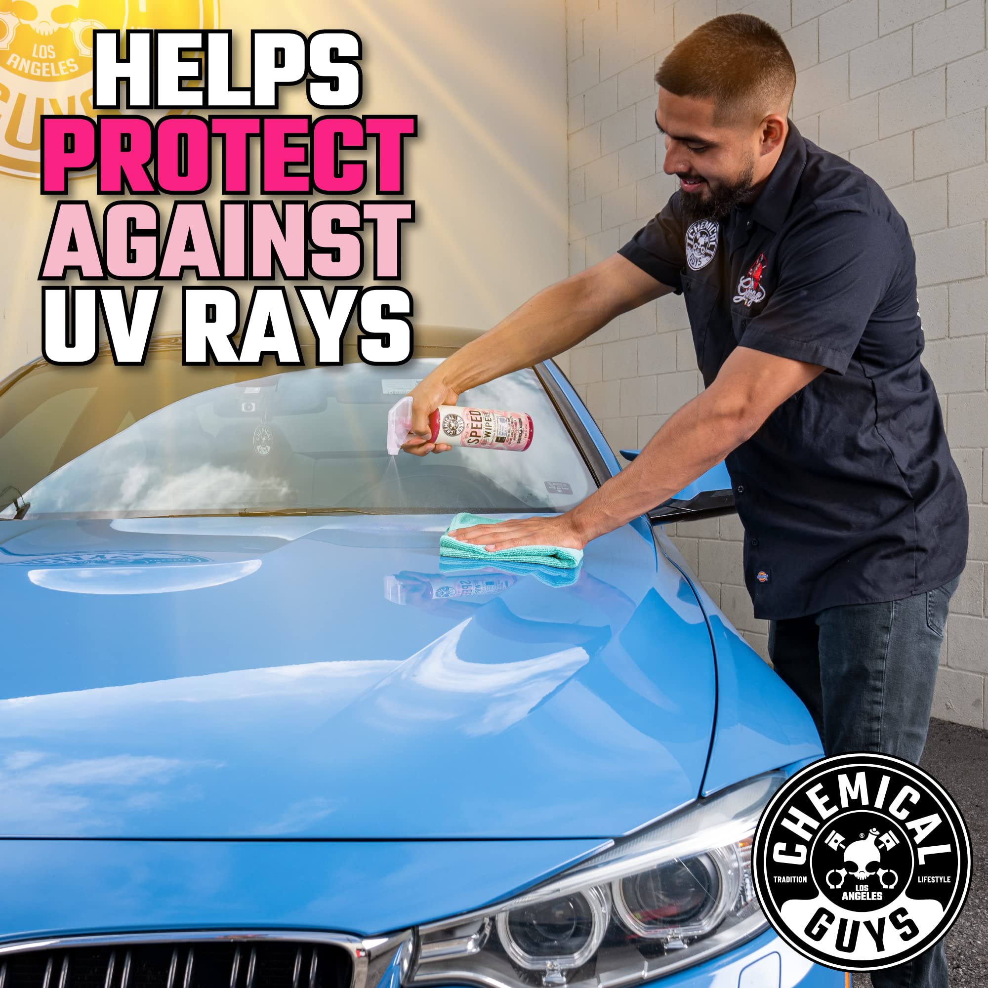 Chemical Guys Speed Wipe Quick Detailer - Streak-Free Shine, High Gloss, Detail Spray for Cars, Trucks, Motorcycles, RVs, and More, Safe on Paint, Glass, Wheels, and Trim, Cherry Scent, 128 fl oz