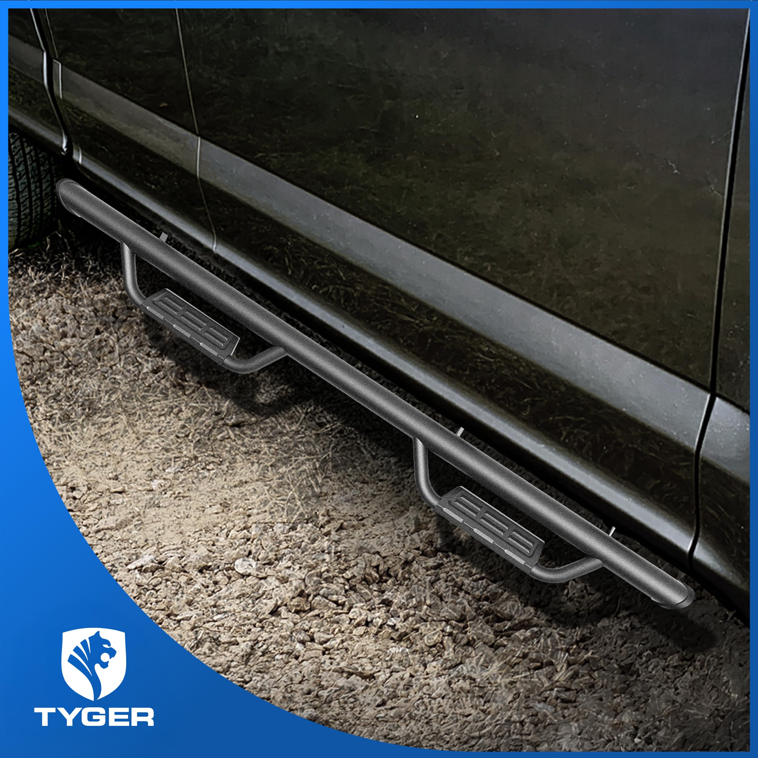 Tyger Auto Running Boards Tyger Access Compatible with 2015-2026 Ford F-150; 2022-2026 F-150 Lightning; 2017-2026 F-250 F-350 SD | Supercrew Cab | TG-AS2F24009 | Textured Black Drop Step Rail