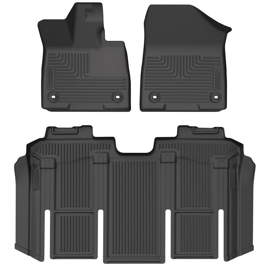 Husky Liners Floor Mats Weatherbeater | Fits 2021-2025 Toyota Sienna, 2nd Row Bucket Seats | Front & 2nd Row, 3-pc Black - 93851