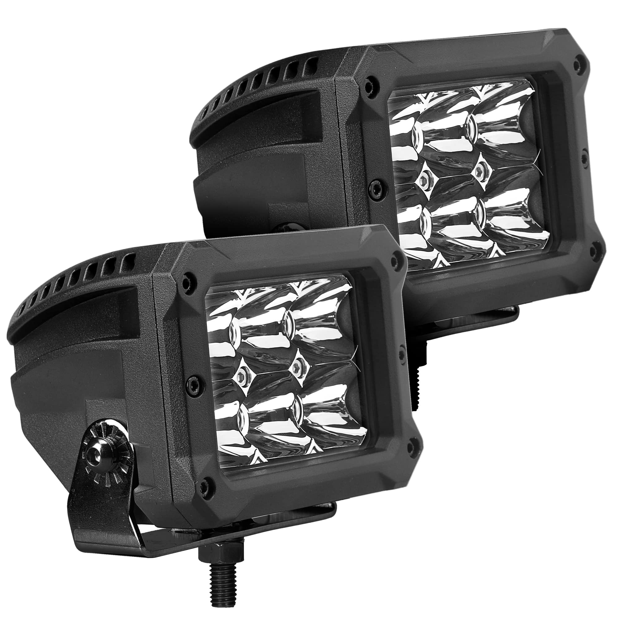 Xplor Lighting: Go Rhino Bright Series 4x3 Rectangle Spot Light Kit (Pair) | Surface Mount (Threaded Stud Mount) Aluminum, Black | 753003023SBS