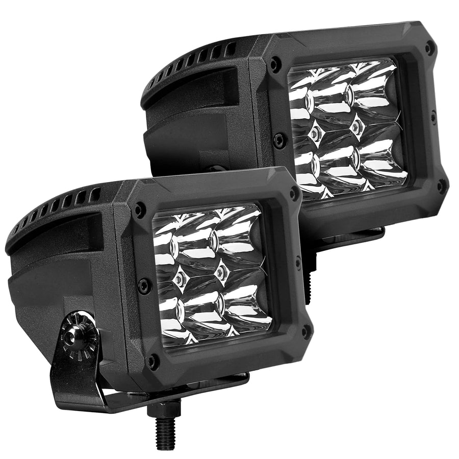Xplor Lighting: Go Rhino Bright Series 4x3 Rectangle Spot Light Kit (Pair) | Surface Mount (Threaded Stud Mount) Aluminum, Black | 753003023SBS