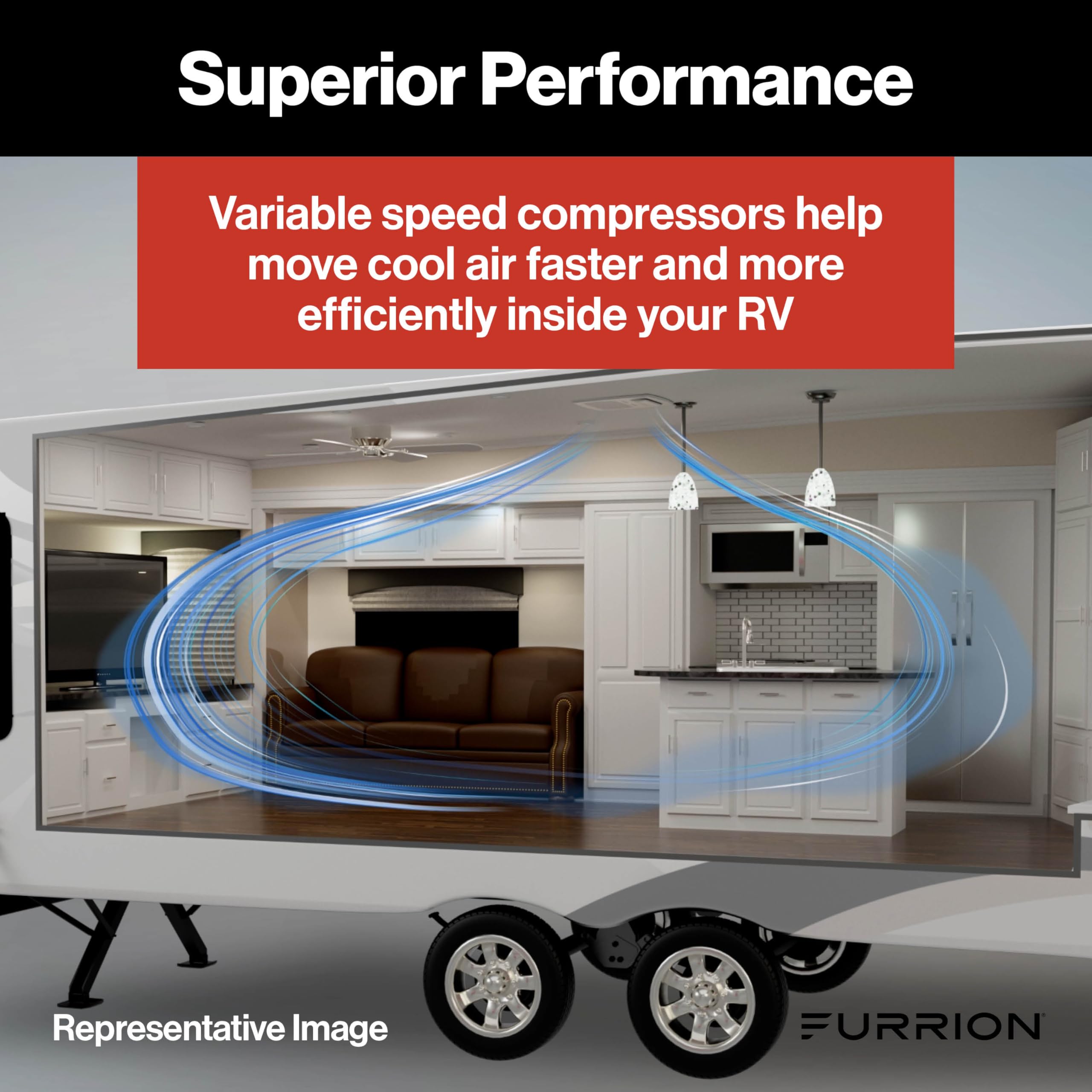 Furrion 18k BTU Chill Cube Variable Speed RV Rooftop Air Conditioner, Black, Ducted, R32 Refrigerant, Quiet High-Efficiency AC with Turbo Cool Mode, Lightweight, AC Unit Only - FACR18VSSA-BL-AM