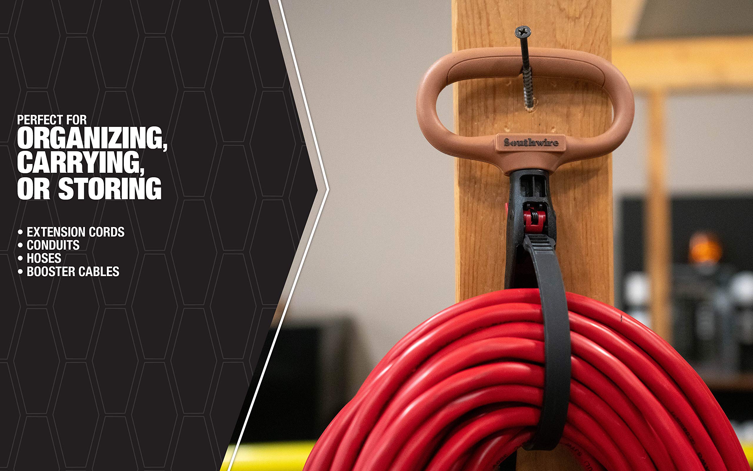 Southwire 2-Inch Adjustable Heavy Duty Clamp Tie w/ Rotating Handle; Reusable Zip Down Cable; Brown