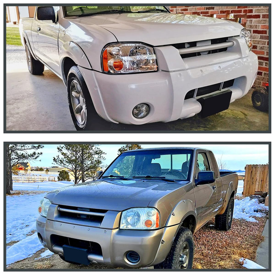 Chrome Replacement Headlights SPEC-D TUNING Compatible with 2001-2004 Nissan Frontier Left + Right Head Lights Lamps Assembly