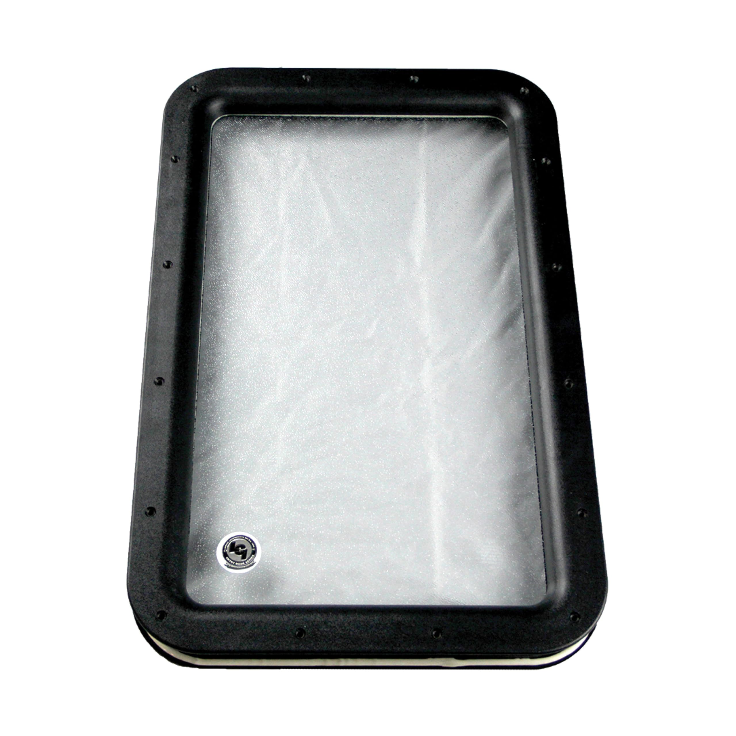 Lippert Components Replacement Inner & Outer Window Frame with Seal, Glass for Raidus RV Entry Doors, 12" x 21", Obscure Pane, No Assembly Required, Easy DIY Installation, High Impact Polystyrene, Black - 363370