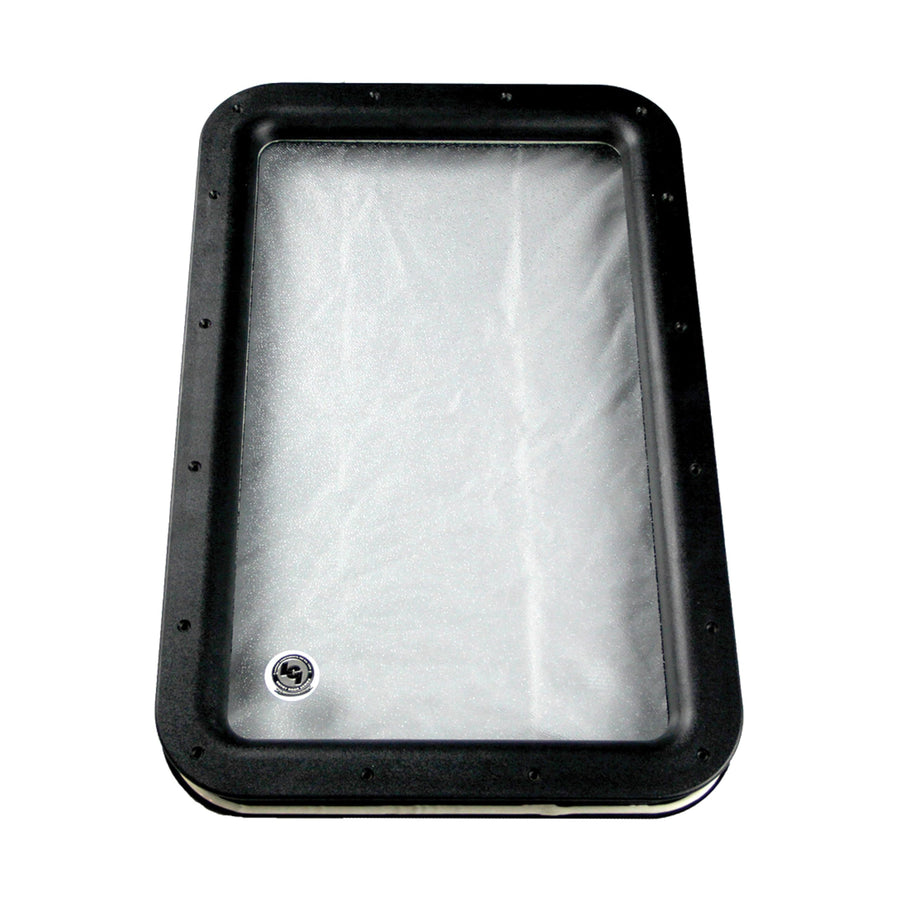 Lippert Components Replacement Inner & Outer Window Frame with Seal, Glass for Raidus RV Entry Doors, 12" x 21", Obscure Pane, No Assembly Required, Easy DIY Installation, High Impact Polystyrene, Black - 363370