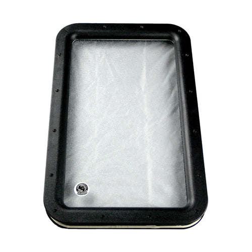 Lippert Components Replacement Inner & Outer Window Frame with Seal, Glass for Raidus RV Entry Doors, 12" x 21", Obscure Pane, No Assembly Required, Easy DIY Installation, High Impact Polystyrene, Black - 363370