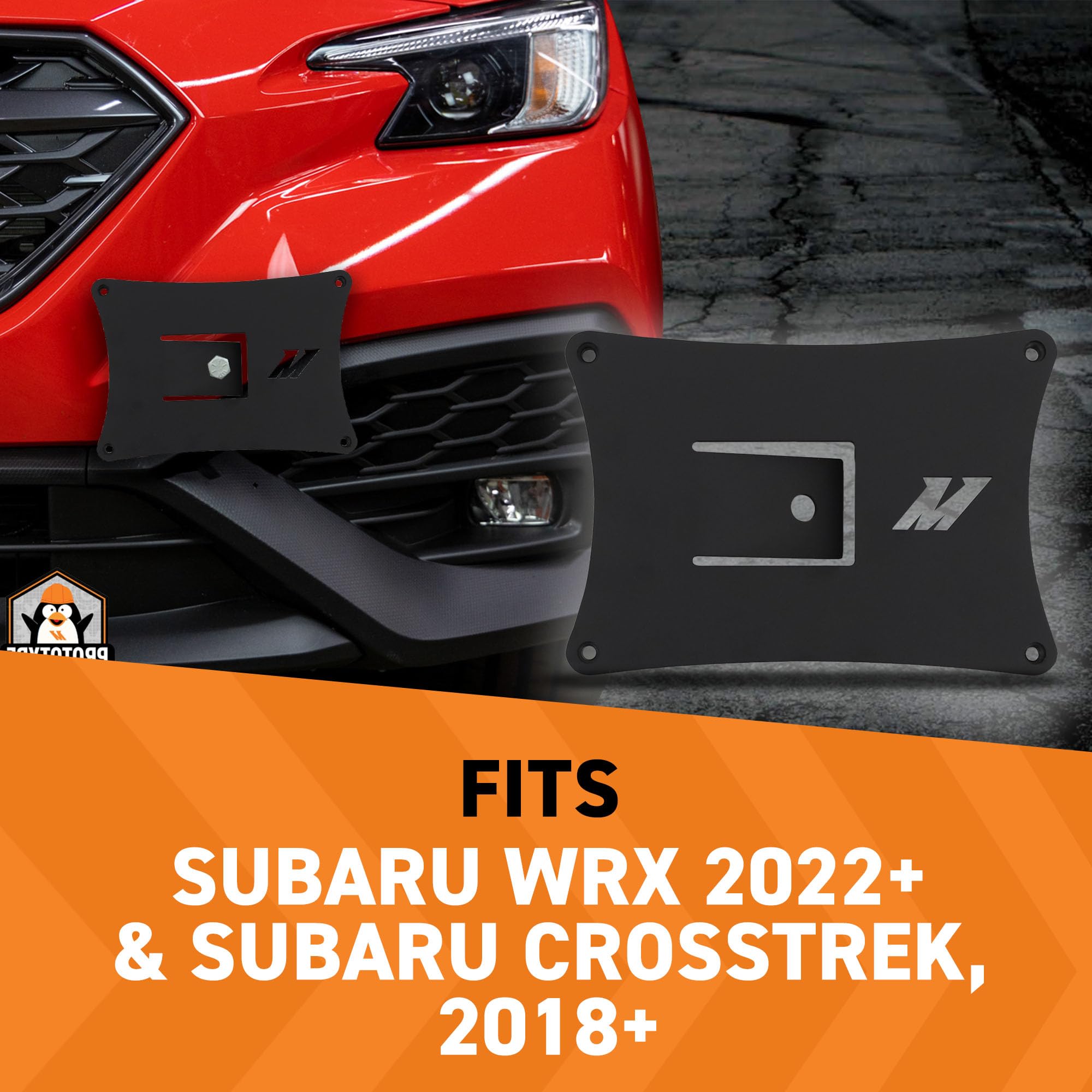 Mishimoto Relocation Kit License Plate, Fits Subaru WRX, 2022+ and Crosstrek, 2018+