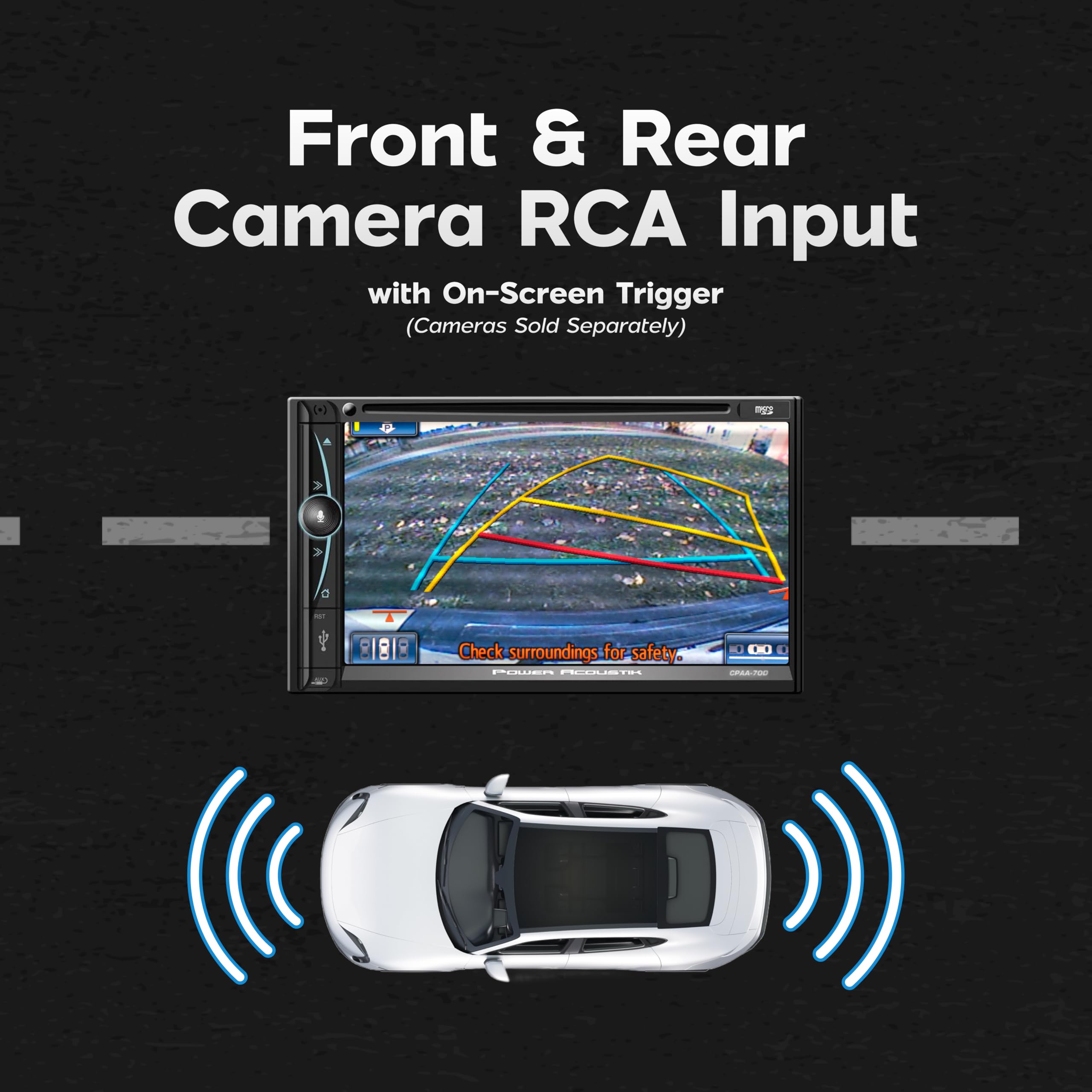 Wireless Apple CarPlay & Android Auto CPAA-70D 7" Double Din Car Stereo – Touchscreen Bluetooth 5.0 Head Unit with Backup Camera Input, Mirror Link, Voice Control, USB/SD, FM Radio – Universal Fit