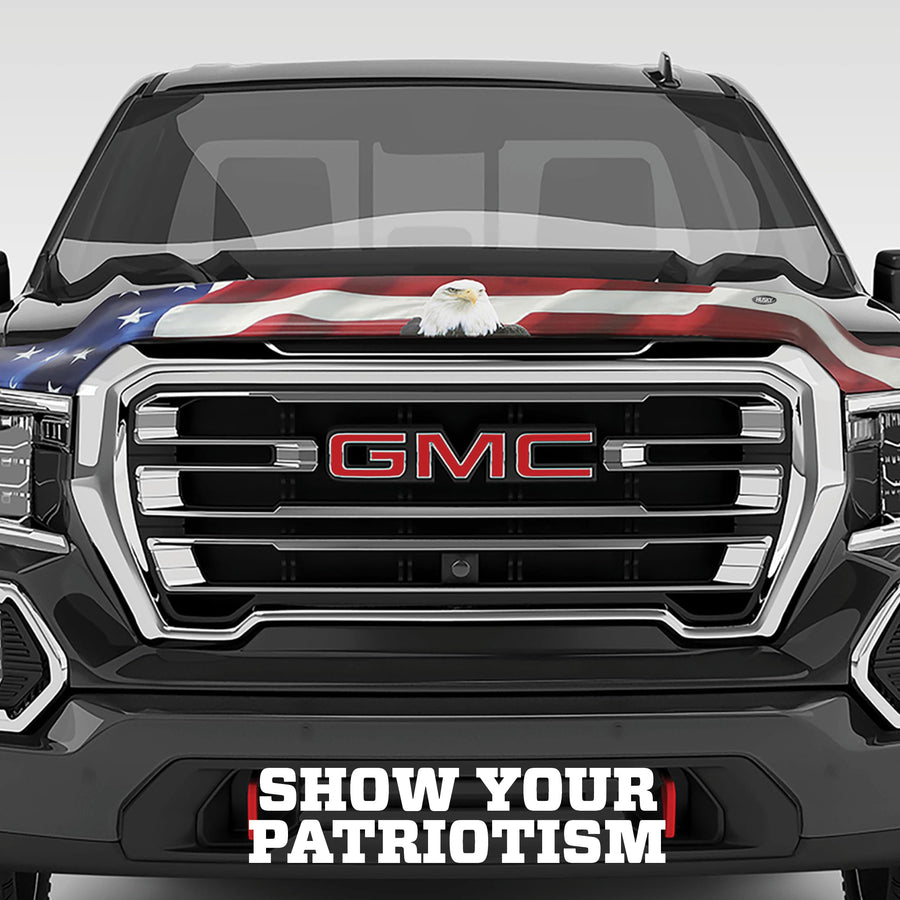 Husky Liners American Flag Hood Protector w/ | Fits 2007-2014 GMC Yukon & Yukon XL 1500 (Exlude Hybrid Models), High Profile/Bug Shield - 1 pc, Multi-Color-USA | 2818837