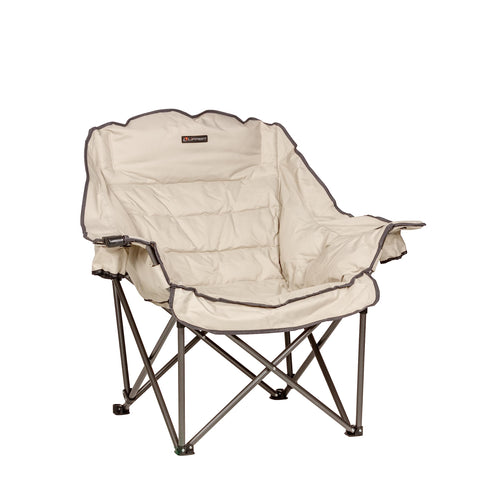 Lippert Big Bear Camping Chair Club - Sand, Comfortable Foldable Chair, Oversized Pillow Cushions, Dual Cupholders, Powder Coated Steel, 600D Polyester Fabric, 400 lb. Capacity, 2022114813