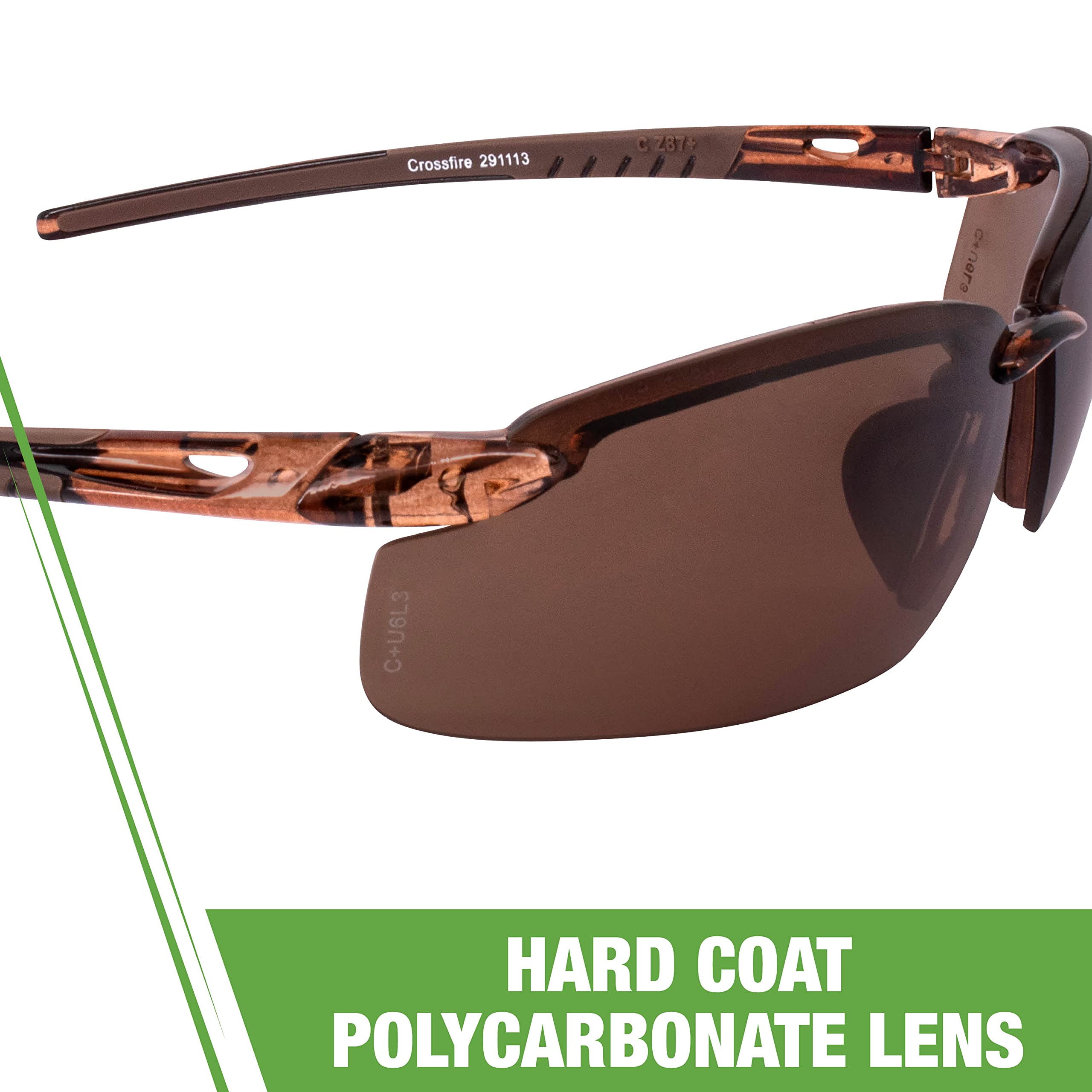 Eyewear Crossfire 291113 Es5 Polarized Safety Glasses with High Definition Brown Polarized Lens and Crystal Brown Frame