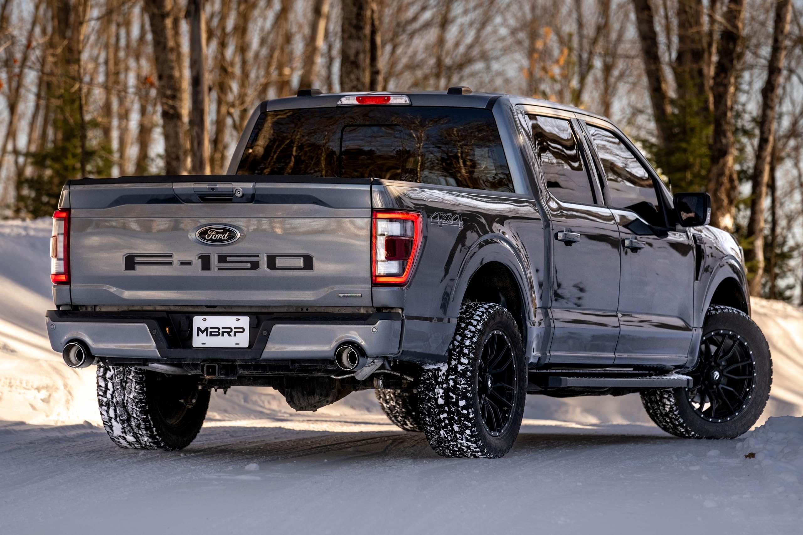22-23 Ford F150 MBRP T304 5in OD Black Tip Dual Rear Exit 3in Black Coated Cat Back Exhaust