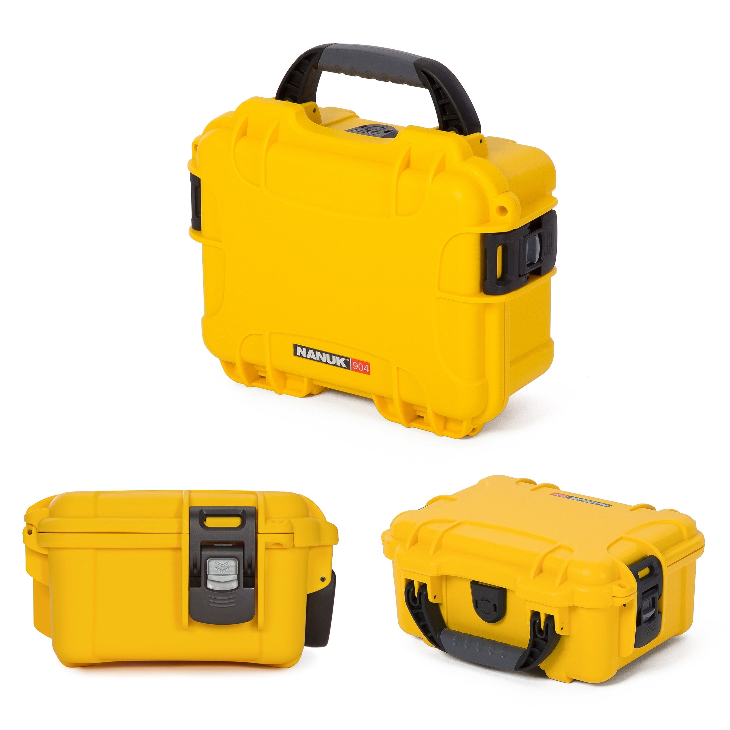 Nanuk 904 Small Series Lightweight NK-7 Resin Waterproof Protective Case for Mirrorless Camera or 2-Way Radio, Yellow