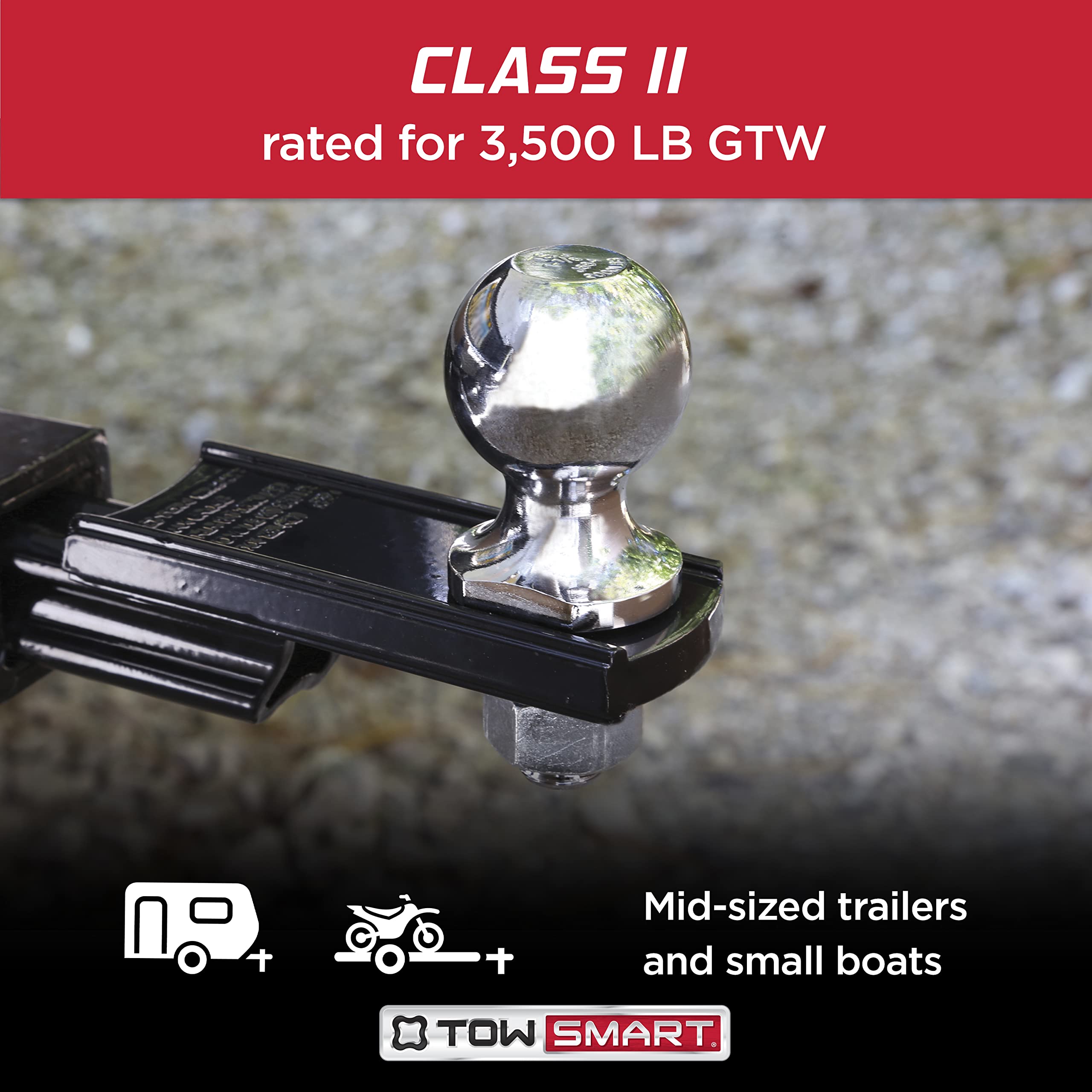 3,500 lb. Class 2 2 in. Ball Diameter, 3/4 in. Shank Diameter, 2-3/8 in. Shank Length Chrome Trailer Hitch Ball