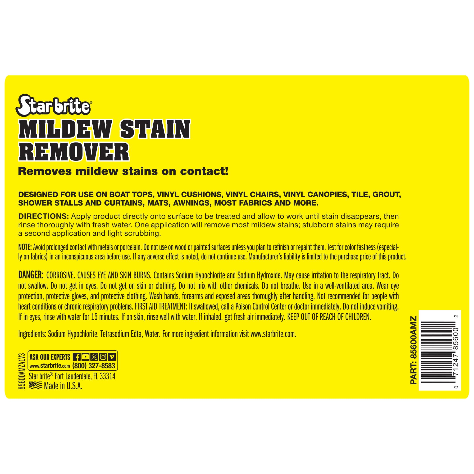 Mold & Mildew Stain Remover STAR BRITE + Cleaner – Removes Stains on Contact - 1 GAL (085600N)