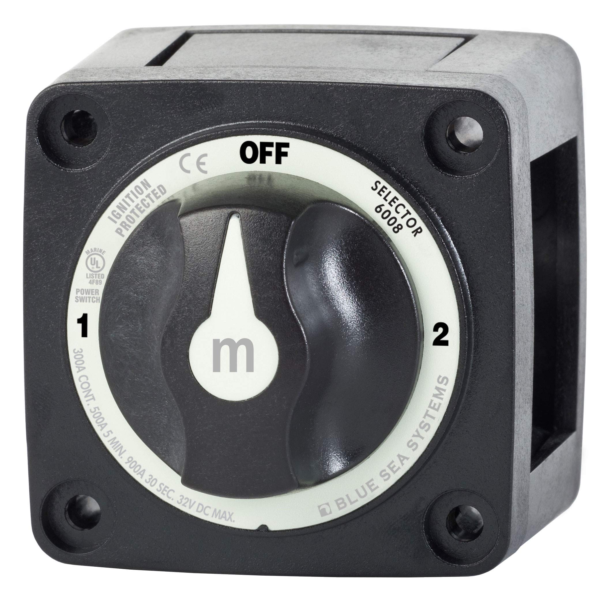 Blue Sea Systems m-Series Mini Battery Switch 6008200 3 Position Selector, Black