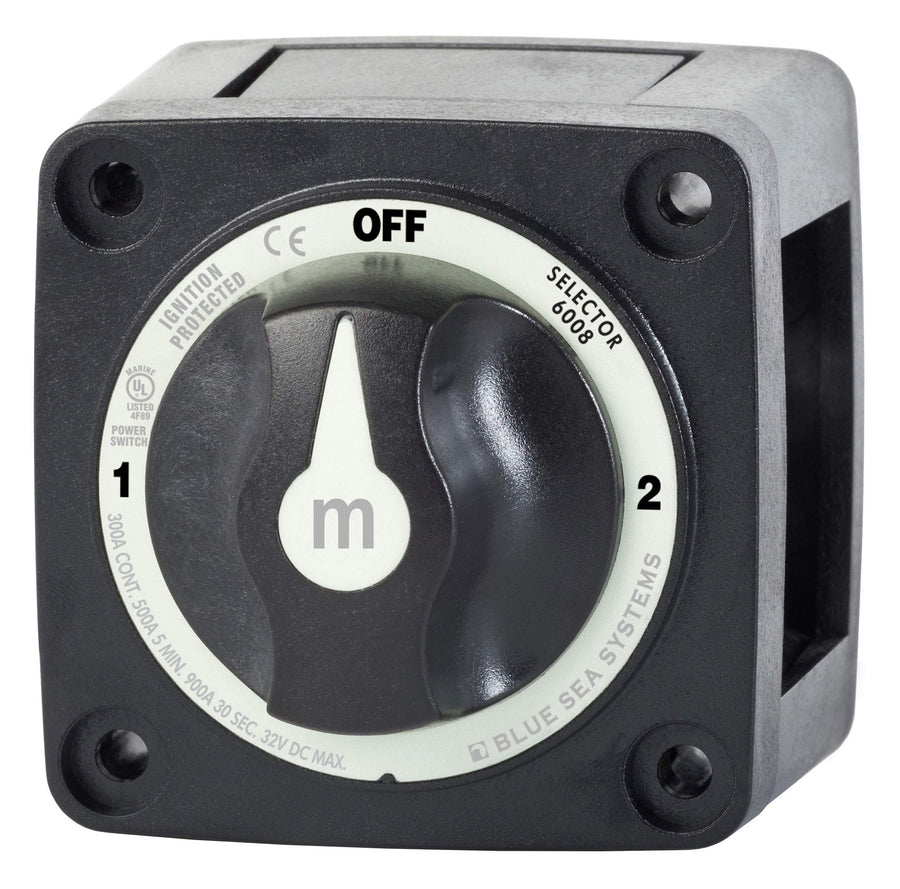Blue Sea Systems m-Series Mini Battery Switch 6008200 3 Position Selector, Black