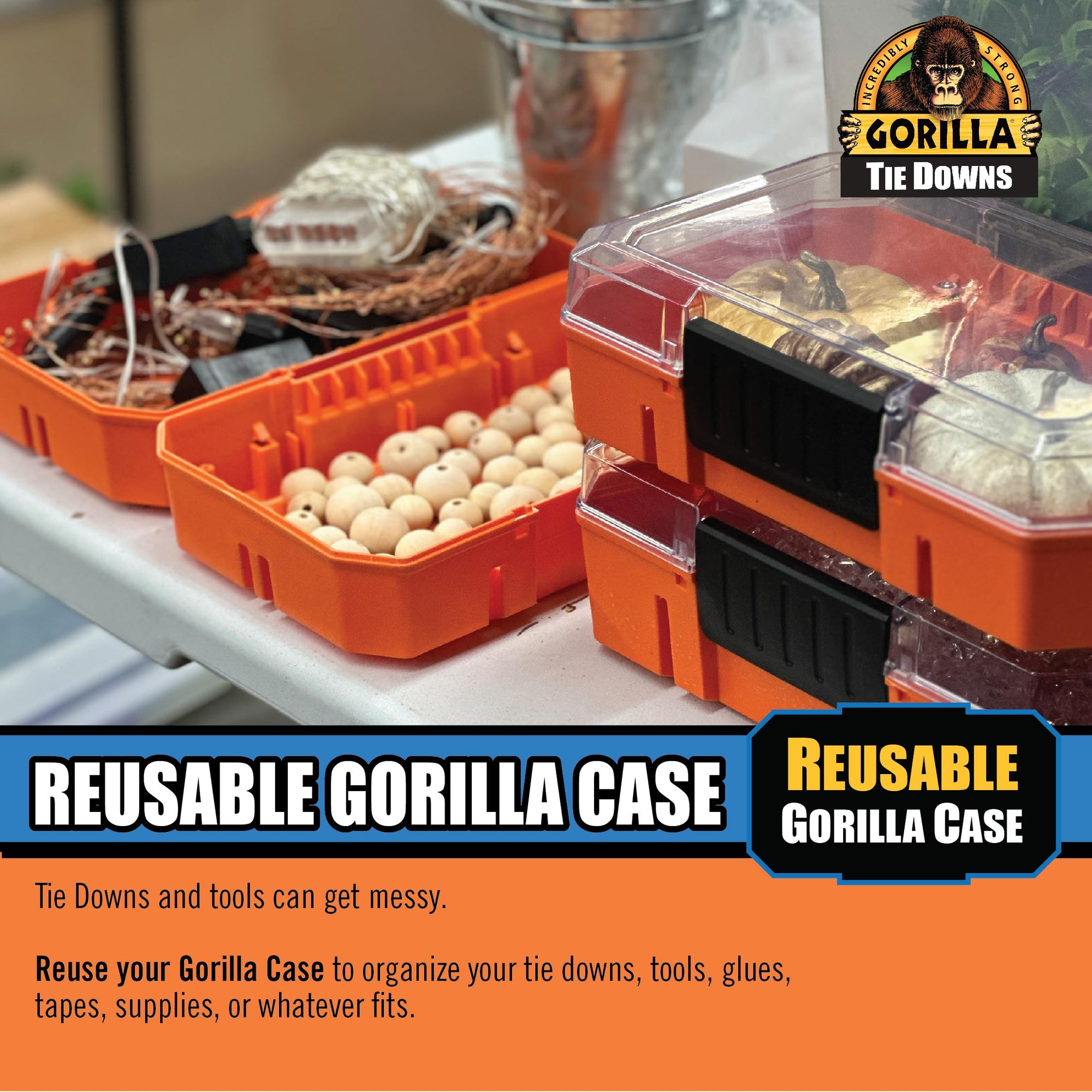 Gorilla 1" X 12' Ratchet Strap with Cap Locks and Gorilla-Grip Handle - Orange Webbing 92004E
