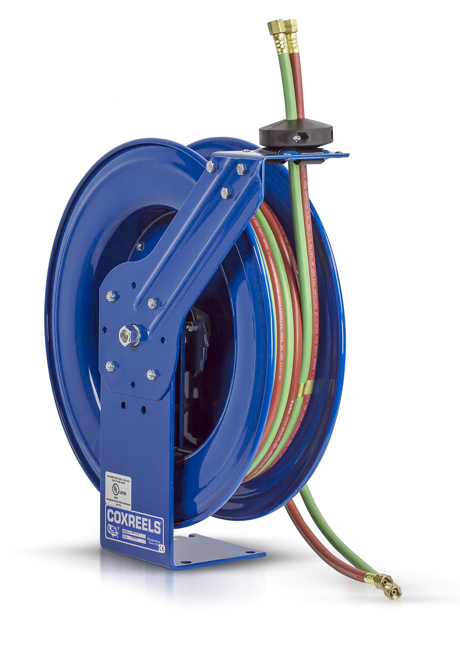 Coxreels Welding Industrial Reel with Oxygen-Acetylene Dual Hose, Model# SHW-N-150, 1/4" Hose ID, Blue, 50' Length