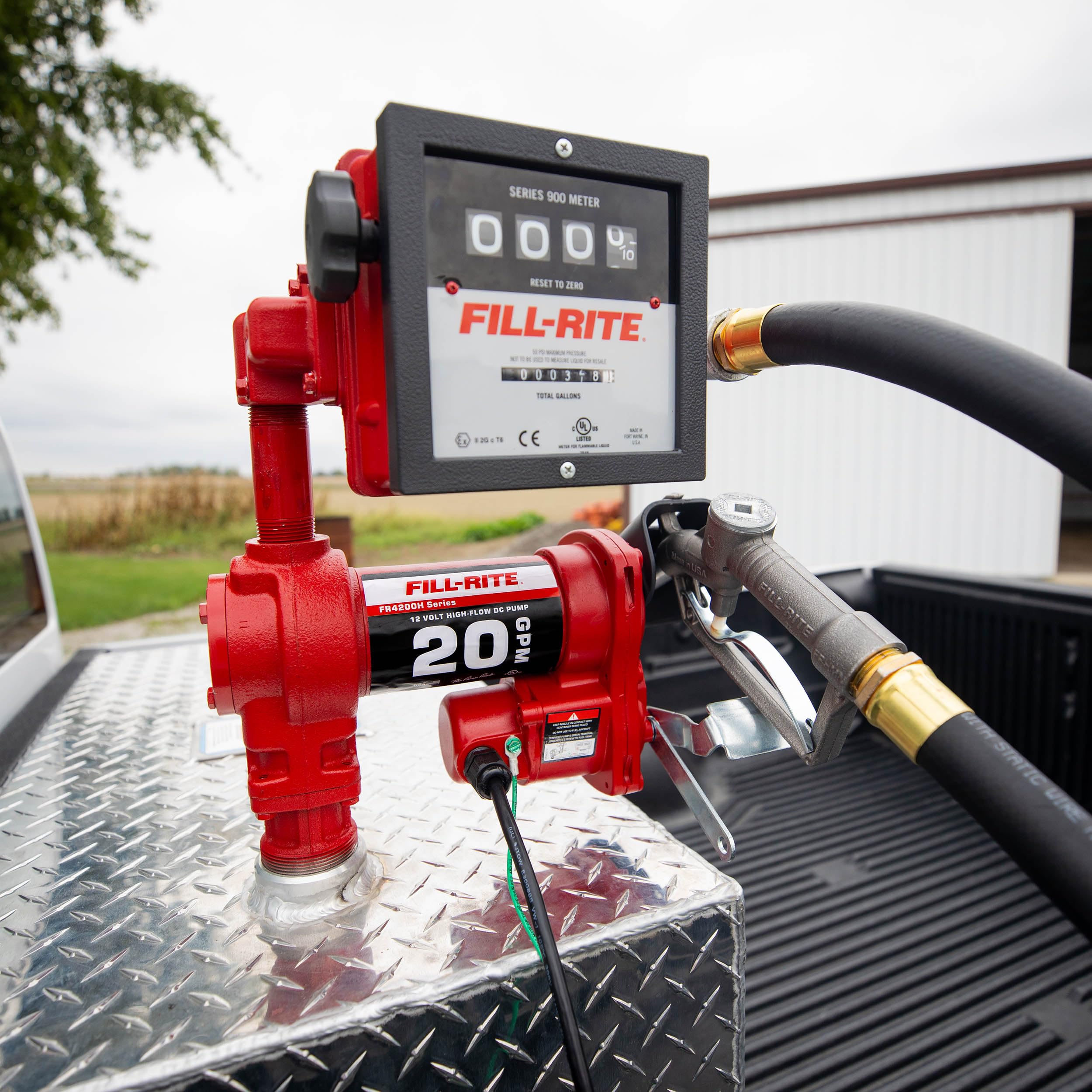 Fill-Rite 12V FR4211H Fuel Transfer Pump with Standard Mechanical Meter Package, 20 GPM Gasoline, Diesel, Kerosene, Ethanol & Methanol Blends & Biodiesel