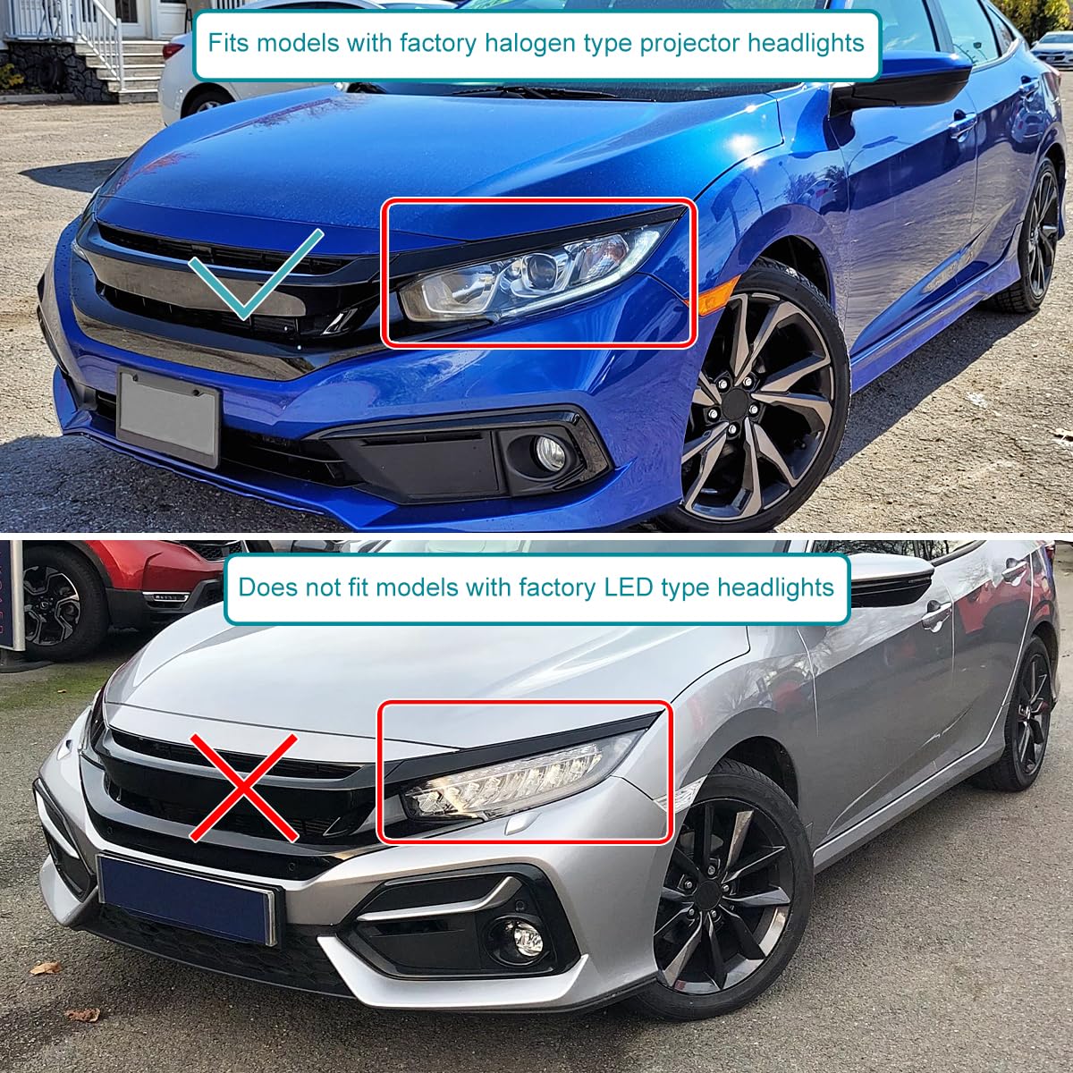 Black Smoke LED Tube Projector Headlights SPEC-D TUNING w/Switchback Sequential Signal Compatible with 2016-2021 Honda Civic Models with Factory Halogen Headlights Left + Right