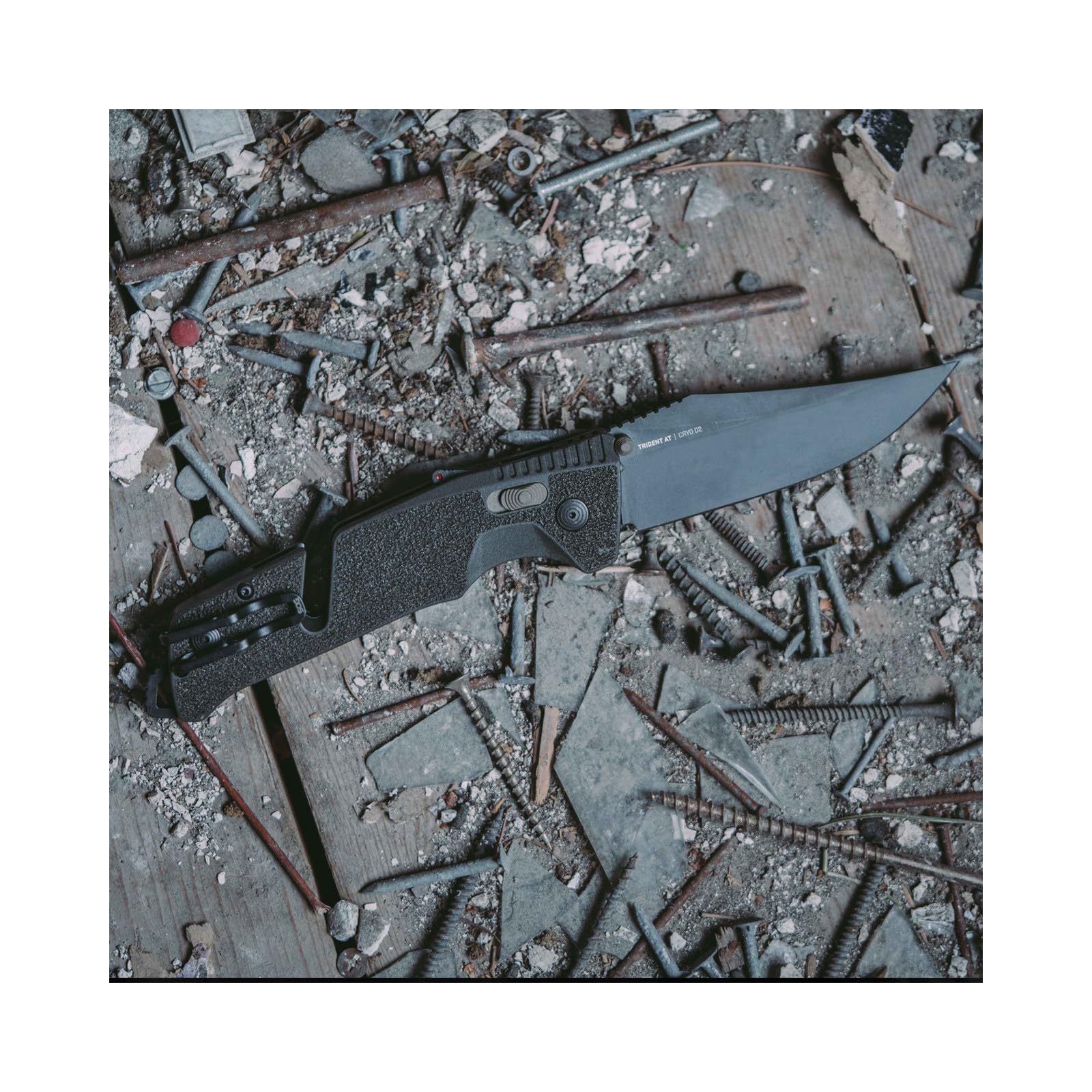 Ambidextrous SOG Trident Professional Straight Folding Knife | Heat-Treated CRYO D2 3.75" Stainless Steel Blade, Olive Drab