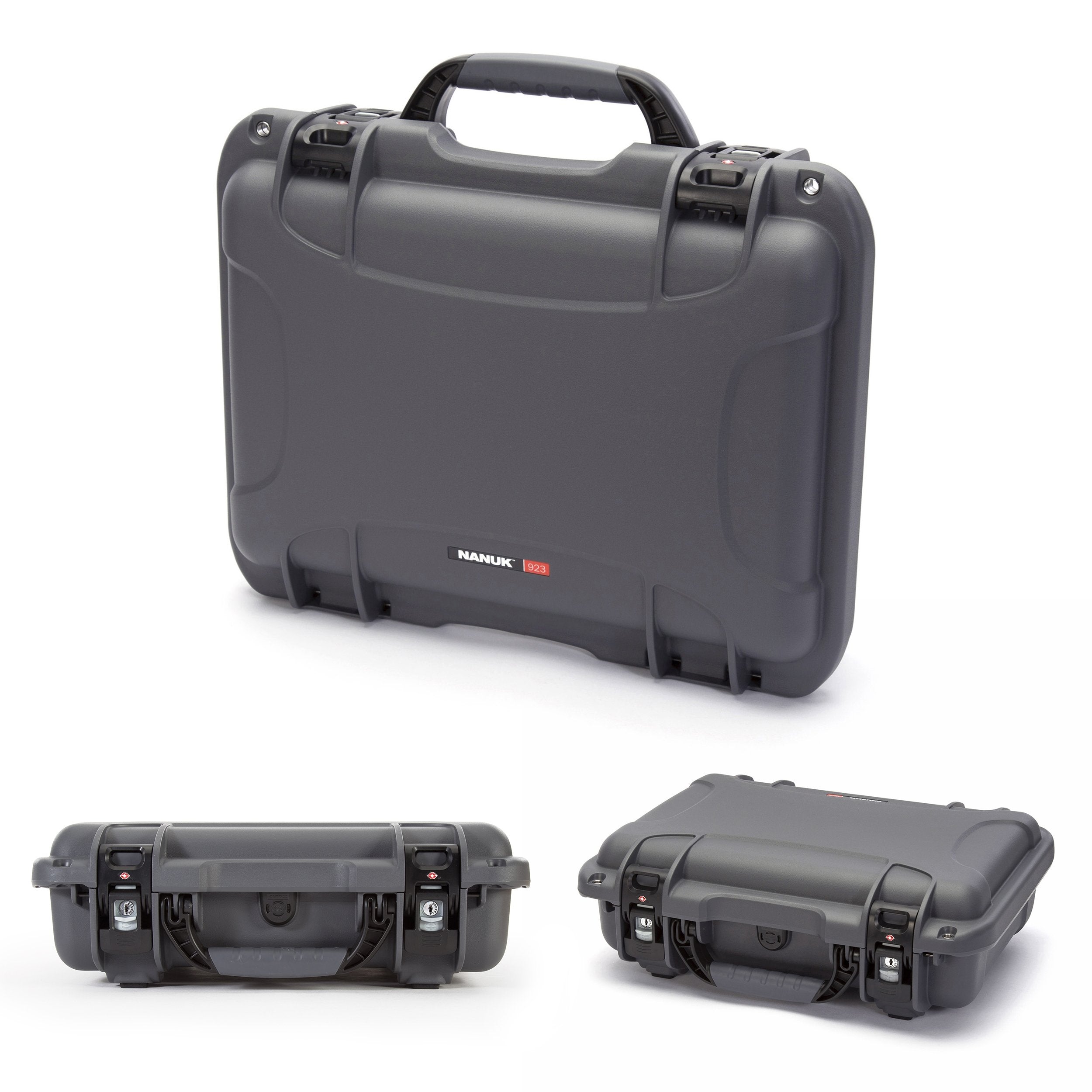Waterproof Nanuk 923 Hard Case with Padded Dividers and Incorporated TSA Approved Travel Lock Latches - Graphite