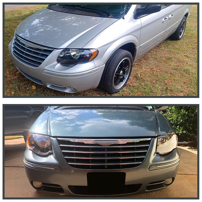 Black Headlights SPEC-D TUNING Compatible with 2005-2007 Chrysler Town & Country, Left + Right Pair Headlamp Assembly