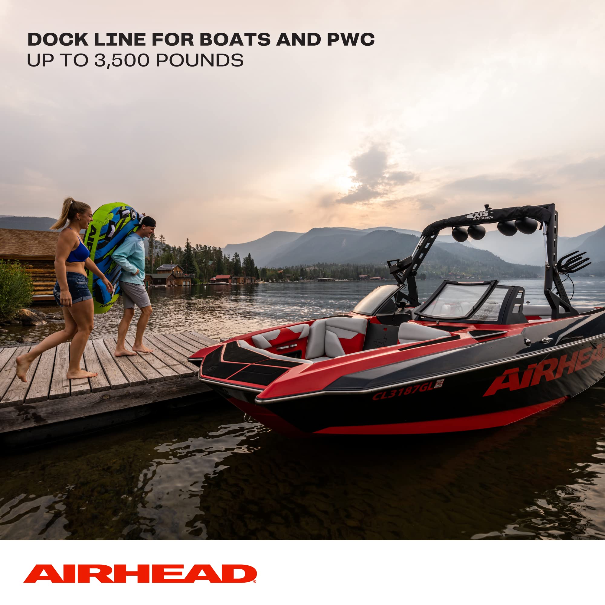 AIRHEAD Bungee AHDL-5 Dock LINE 5', 5-Feet, Black/blue/red