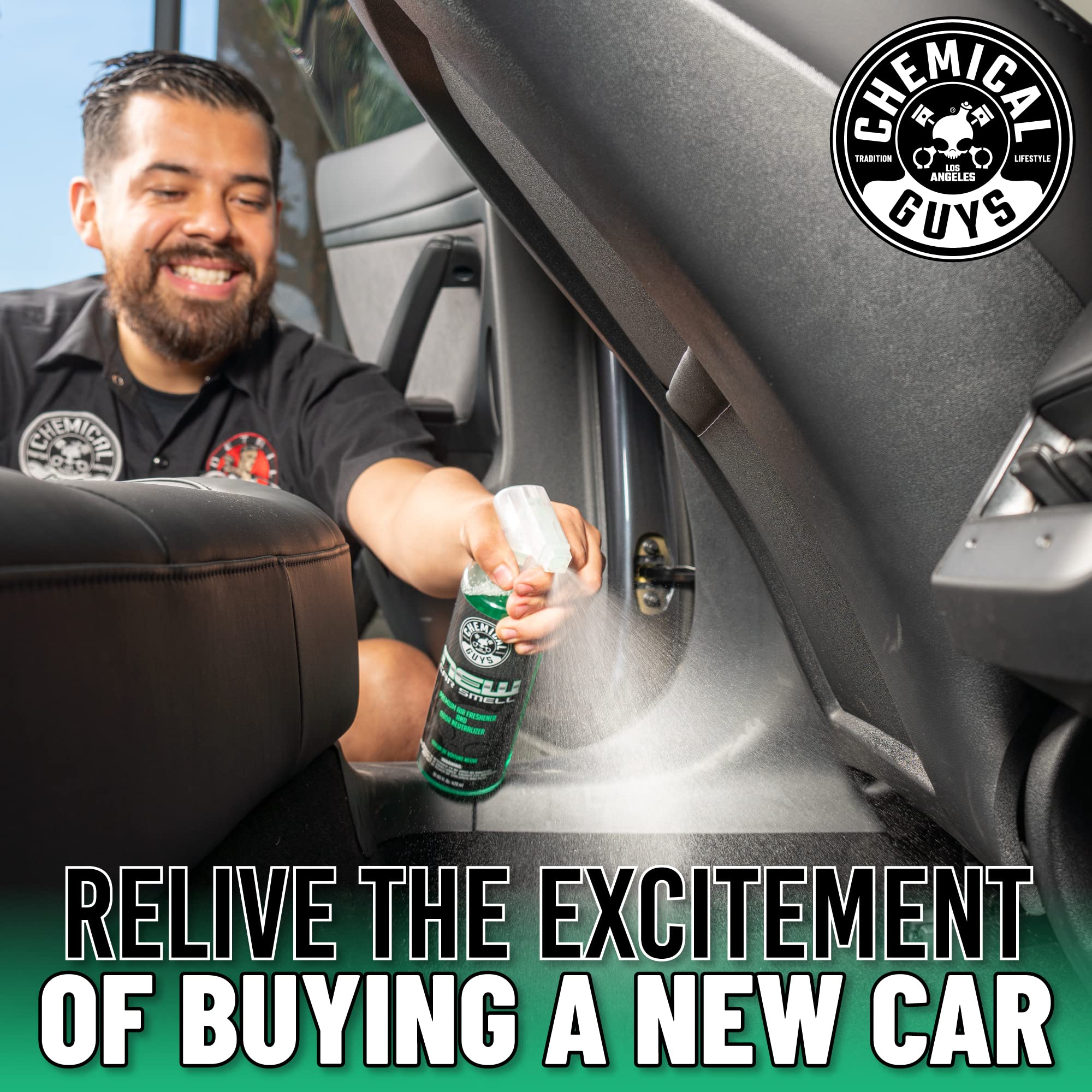 Chemical Guys Air Freshener New Car Smell and Premium Odor Eliminator Refreshes & Neutralizes Odors, Great Car Fresheners for Trucks, SUVs, RVs, and More - 16 oz