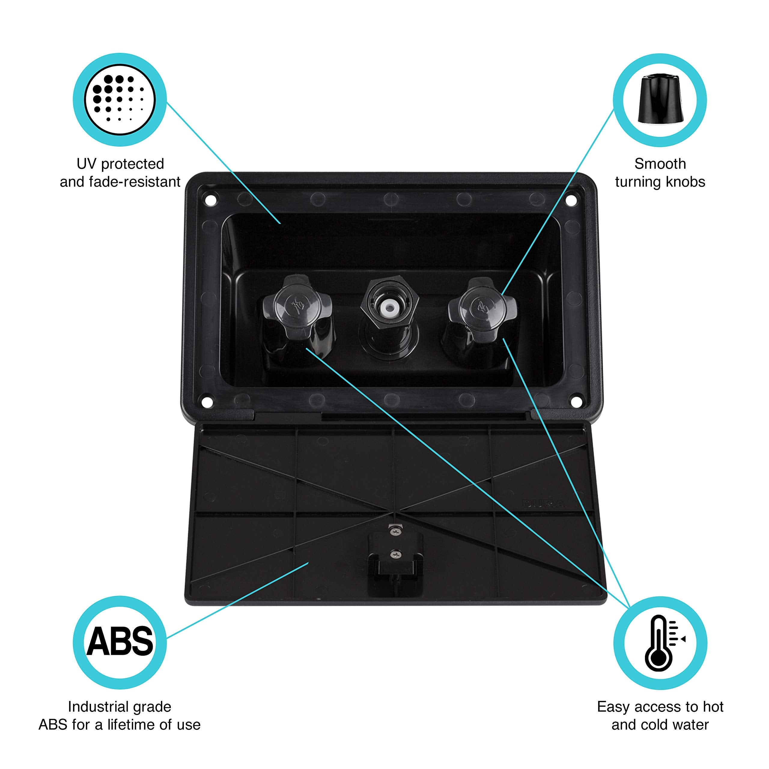 Dura Faucet RV Exterior Spray Box with Hot/Cold Quick Connect Faucet DF-SA185-BK (Black)