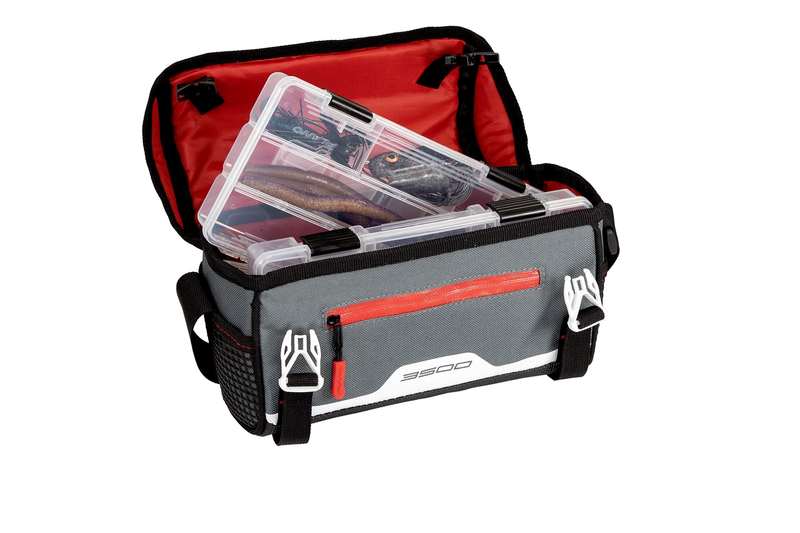 3500 Plano Weekend Series Softsider Tackle Bag, Gray Fabric, Includes 2 3500 Stowaway Storage Boxes, Soft Fishing Tackle Bag for Baits & Lures, Water-Resistant