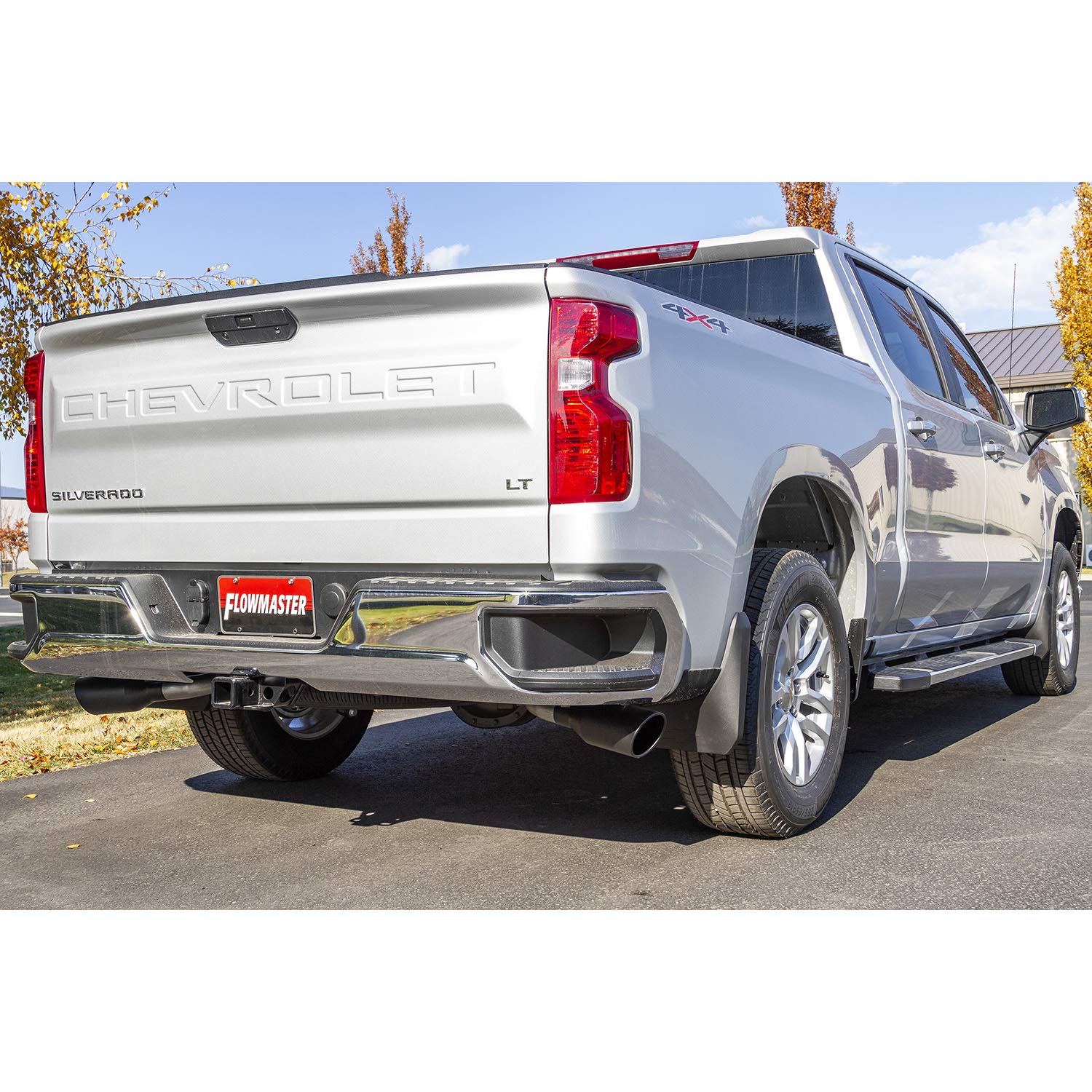 Flowmaster 717893 Cat-Back FlowFX Exhaust Kit Dual Side Exit 2.5 Inch 409 Stainless Steel 4.5 Inch Black Ceramic Tips Compatible with 2019-2024 Chevy Silverado GMC Sierra 1500 Crew Double Cab 5.3L