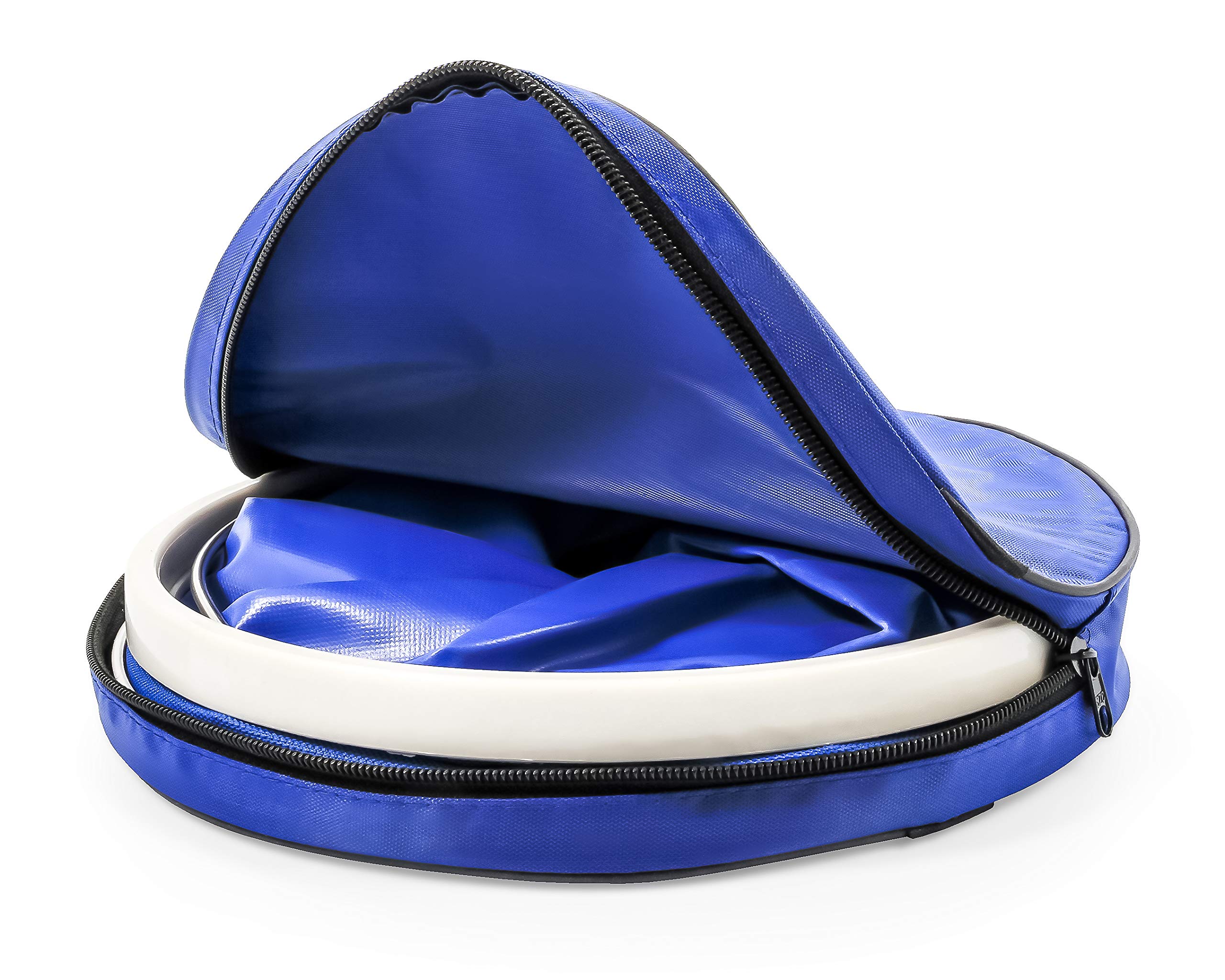 Camco Collapsible Bucket with Storage Case- Durable Bucket Pop Up with Watertight Fabric, Holds 3 Gallons of Water - Great for RVs, Camping, Fishing, Boating, Hiking and More - Blue (42993), Blank Ski
