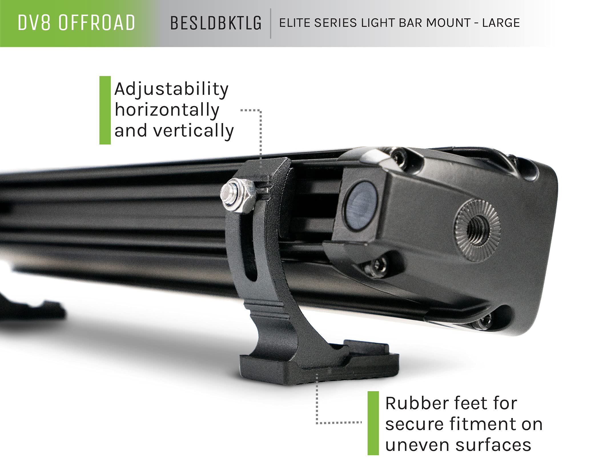 DV8 Offroad | DV8 Elite Series Light Bar Mount | BESLDBKTLG | Large Size for Full Sized LED Light Bars | Sold as Pairs